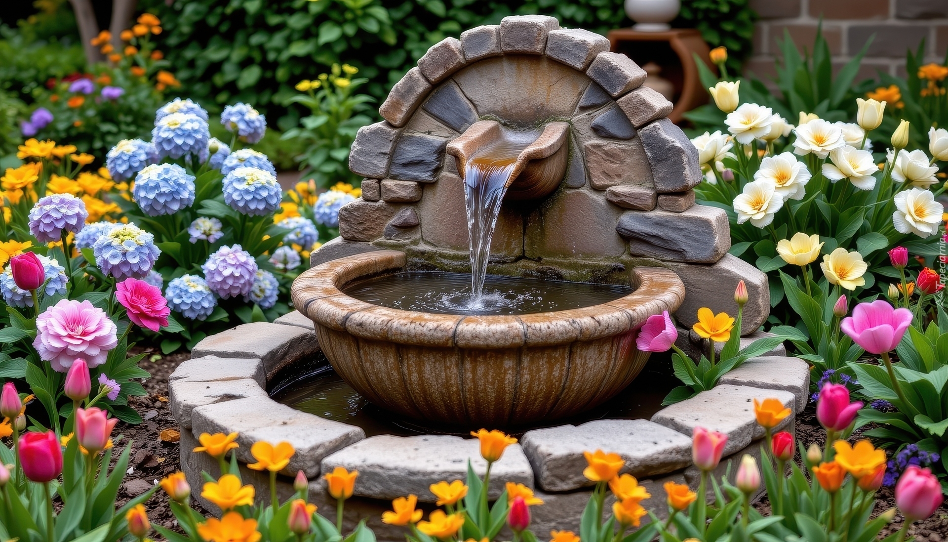 Kwiaty, Kamienie, Ogród