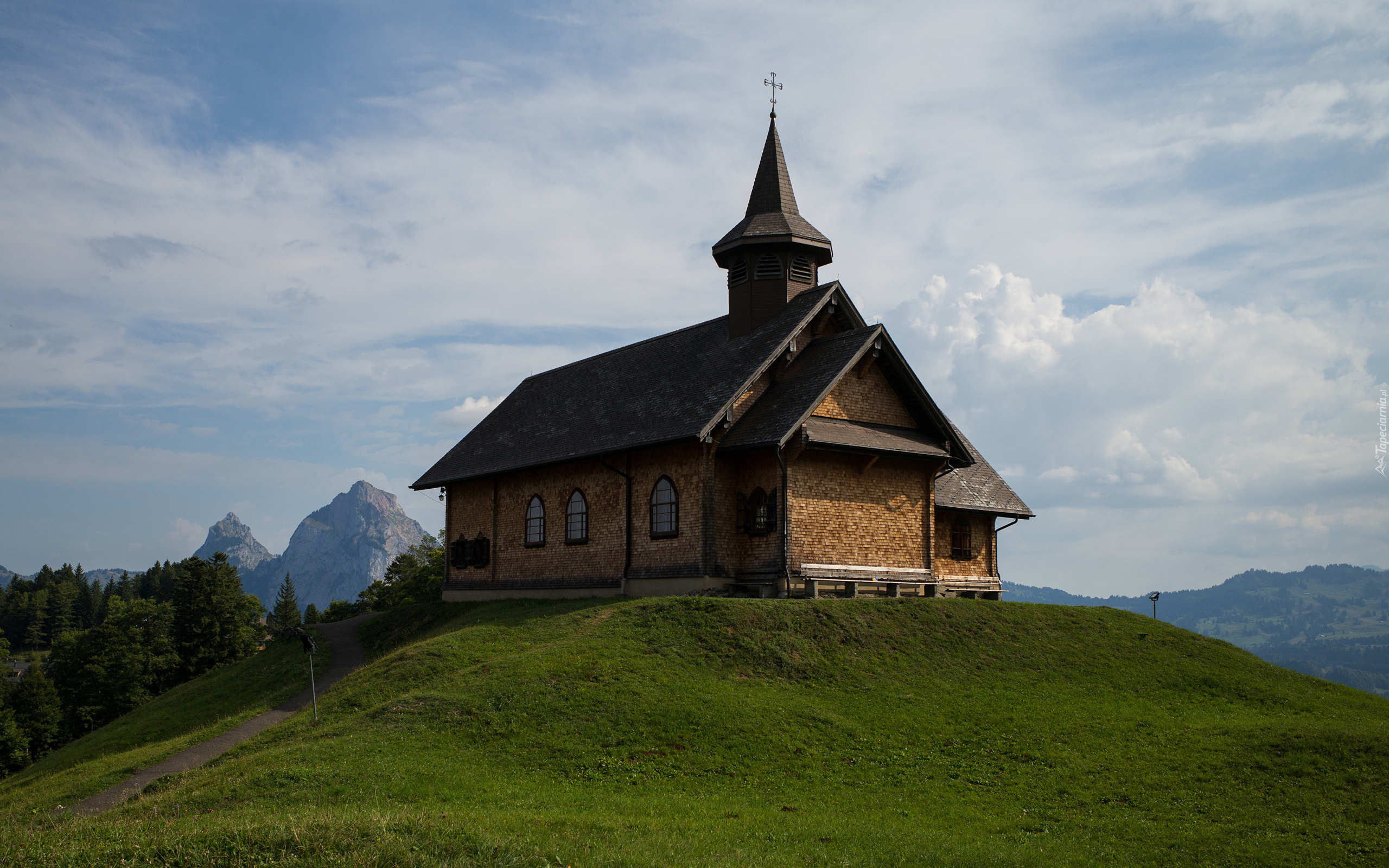 Kościół, Wzgórze, Góry, Niebo