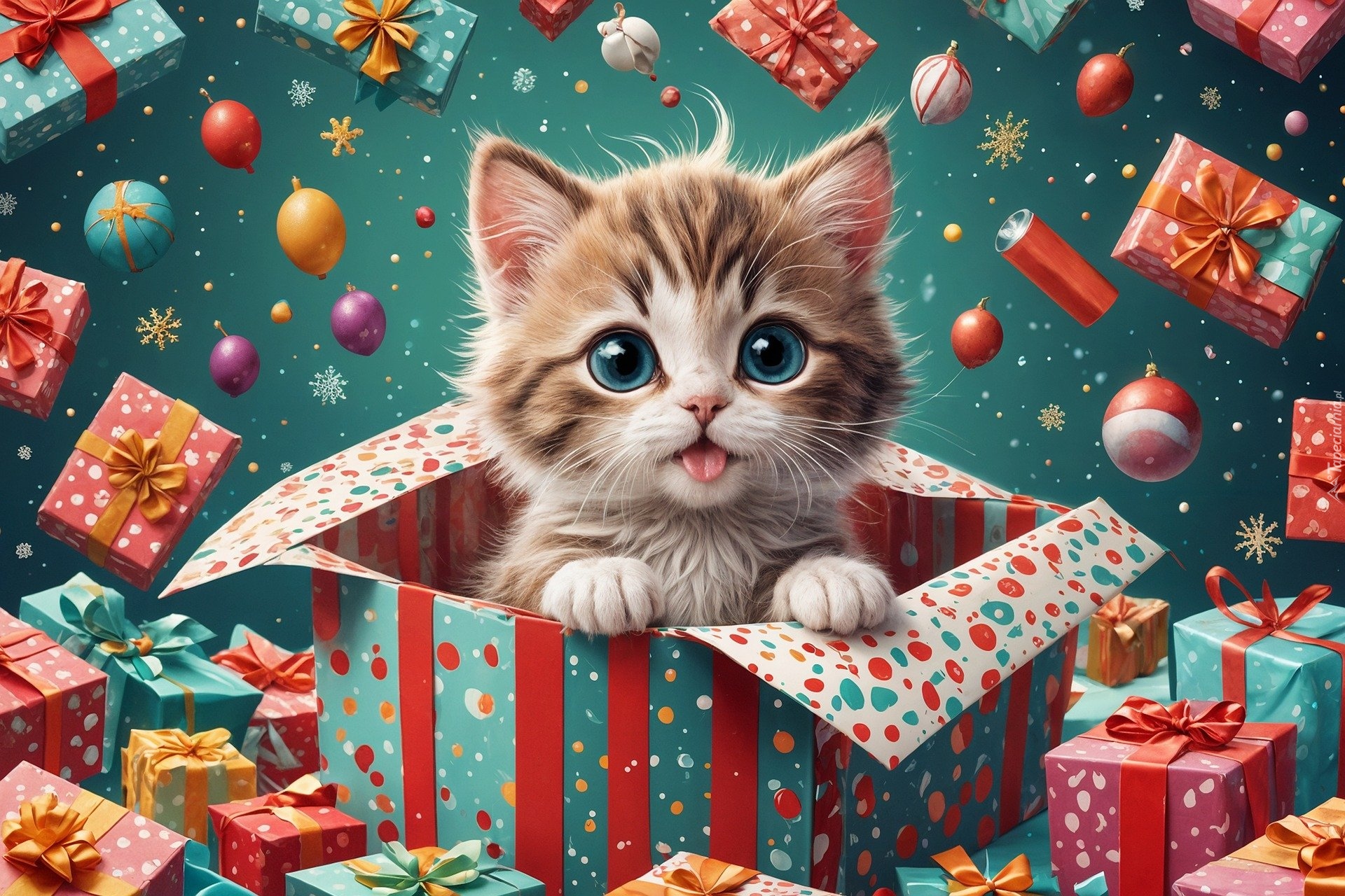 Mały, Kot, Pudełko, Prezenty