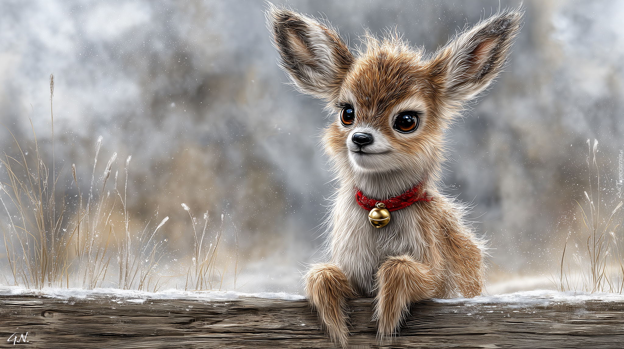 Mały, Renifer, Dzwoneczek, Grafika AI