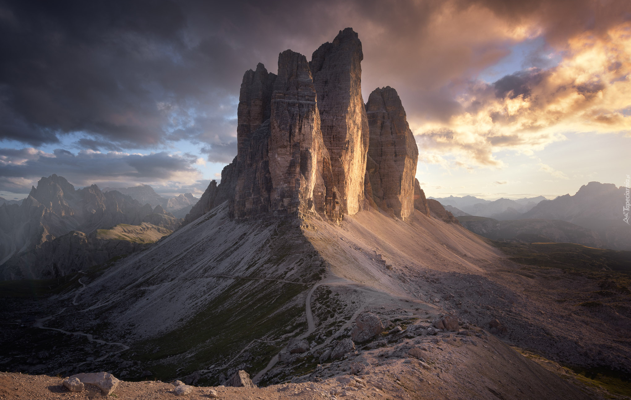 Góry, Skały, Masyw, Tre Cime di Lavaredo, Dolomity, Włochy