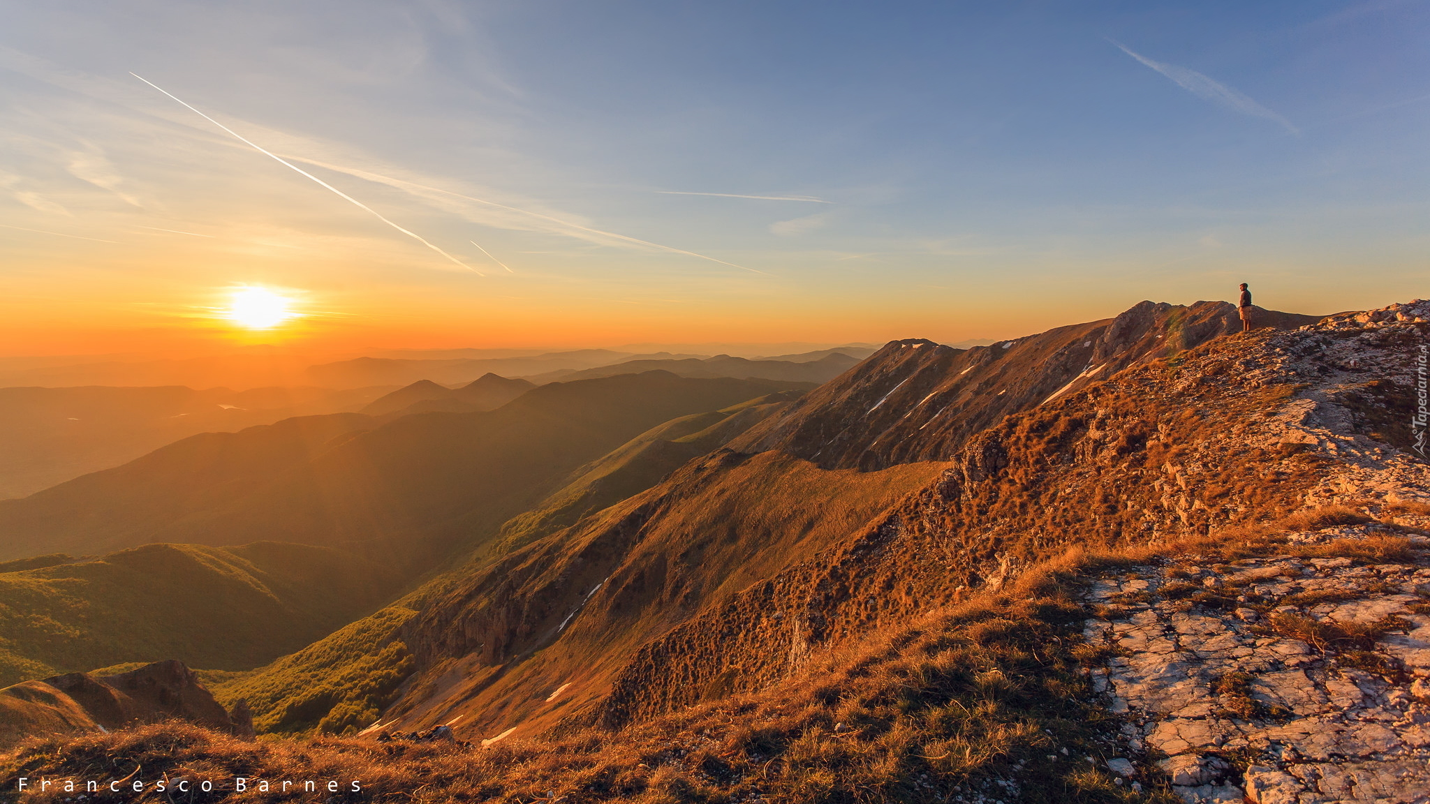 Góry Terminillo, Apeniny, Zachód słońca, Włochy