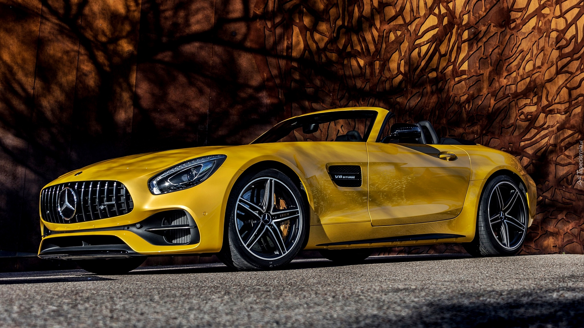 Żółty, Mercedes-AMG GT, Roadster, Bok