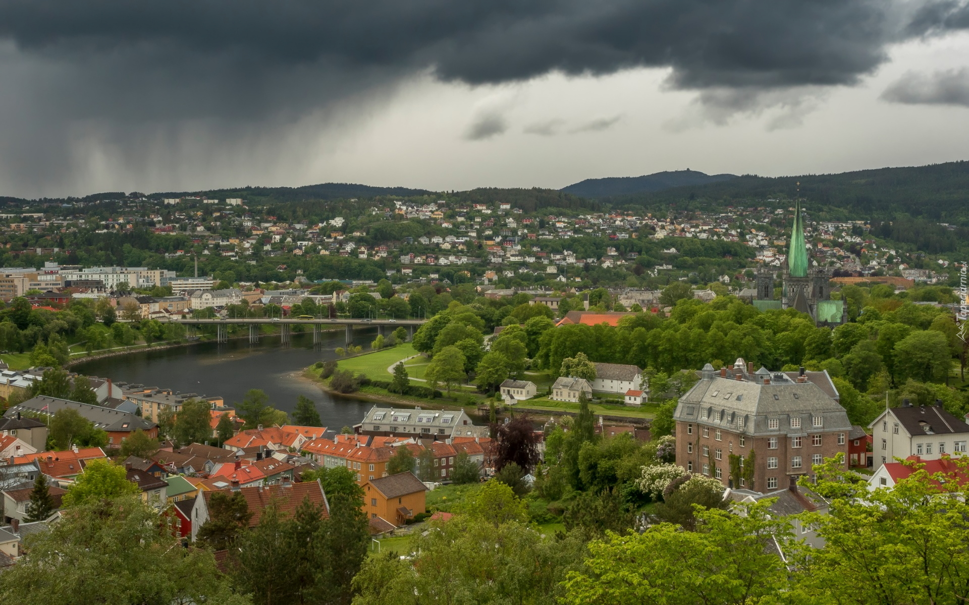 Miasto, Kristiansand, Rzeka, Most, Katedra, Norwegia