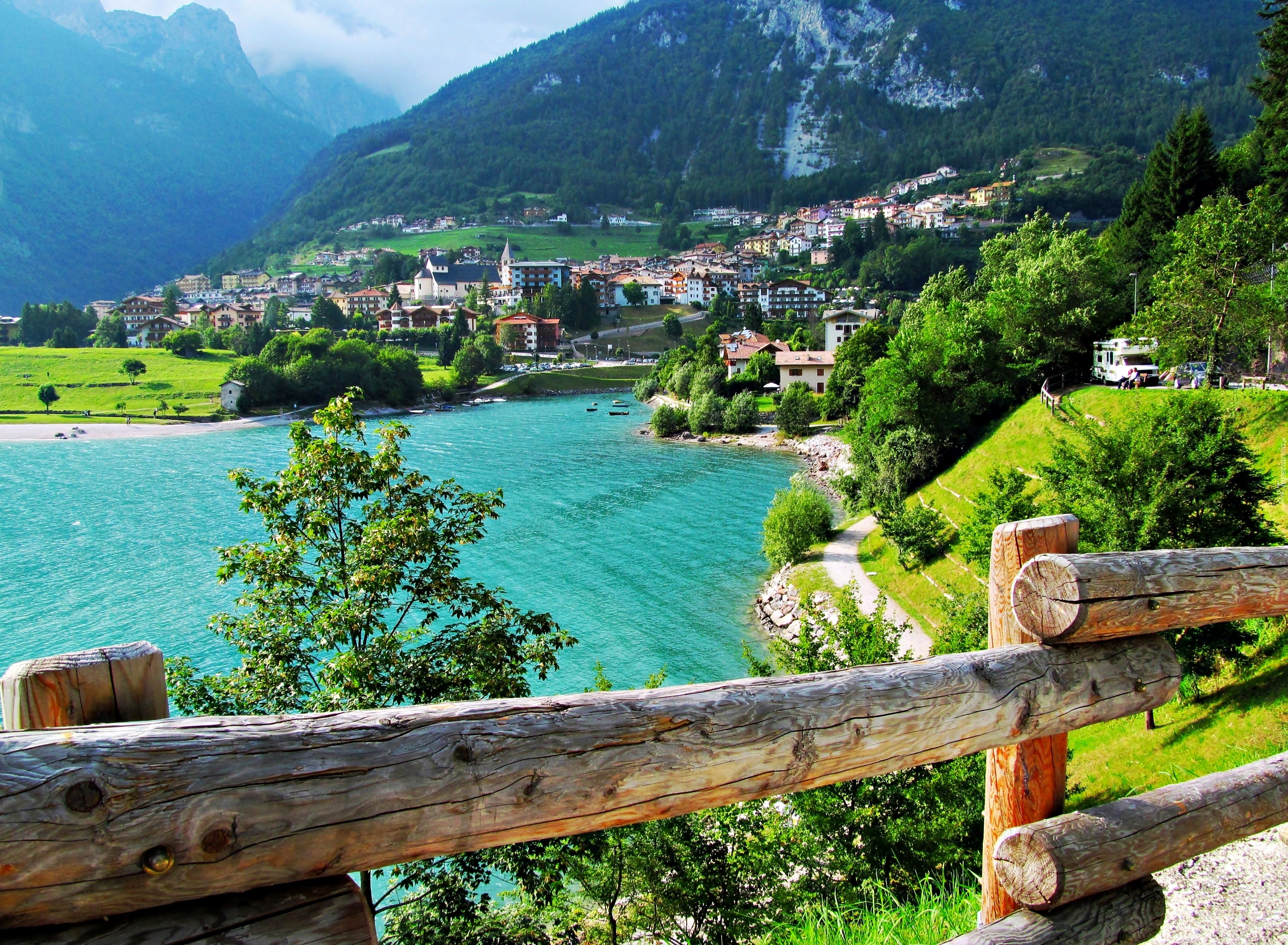 Ogrodzenie, Jezioro, Góry, Molveno, Włochy