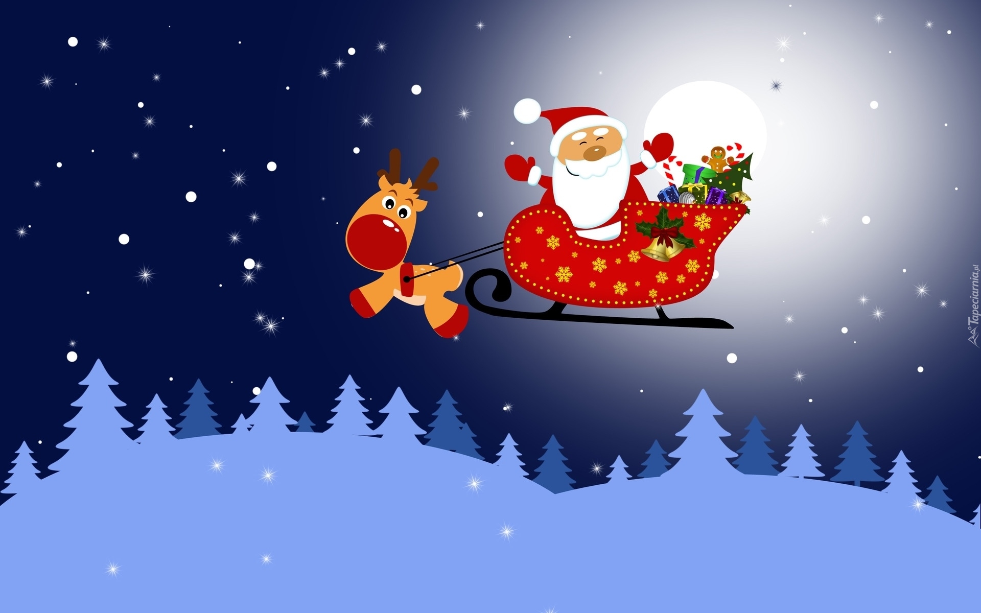 Mikołaj, Sanki, Boże Narodzenie, Choinki
