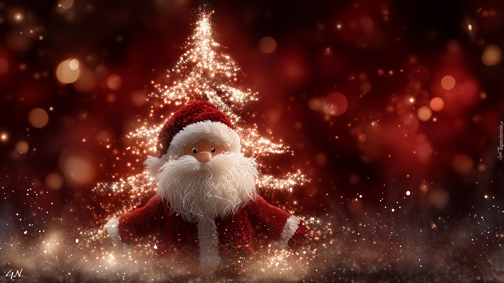 Święty, Mikołaj, Choinka, Grafika AI