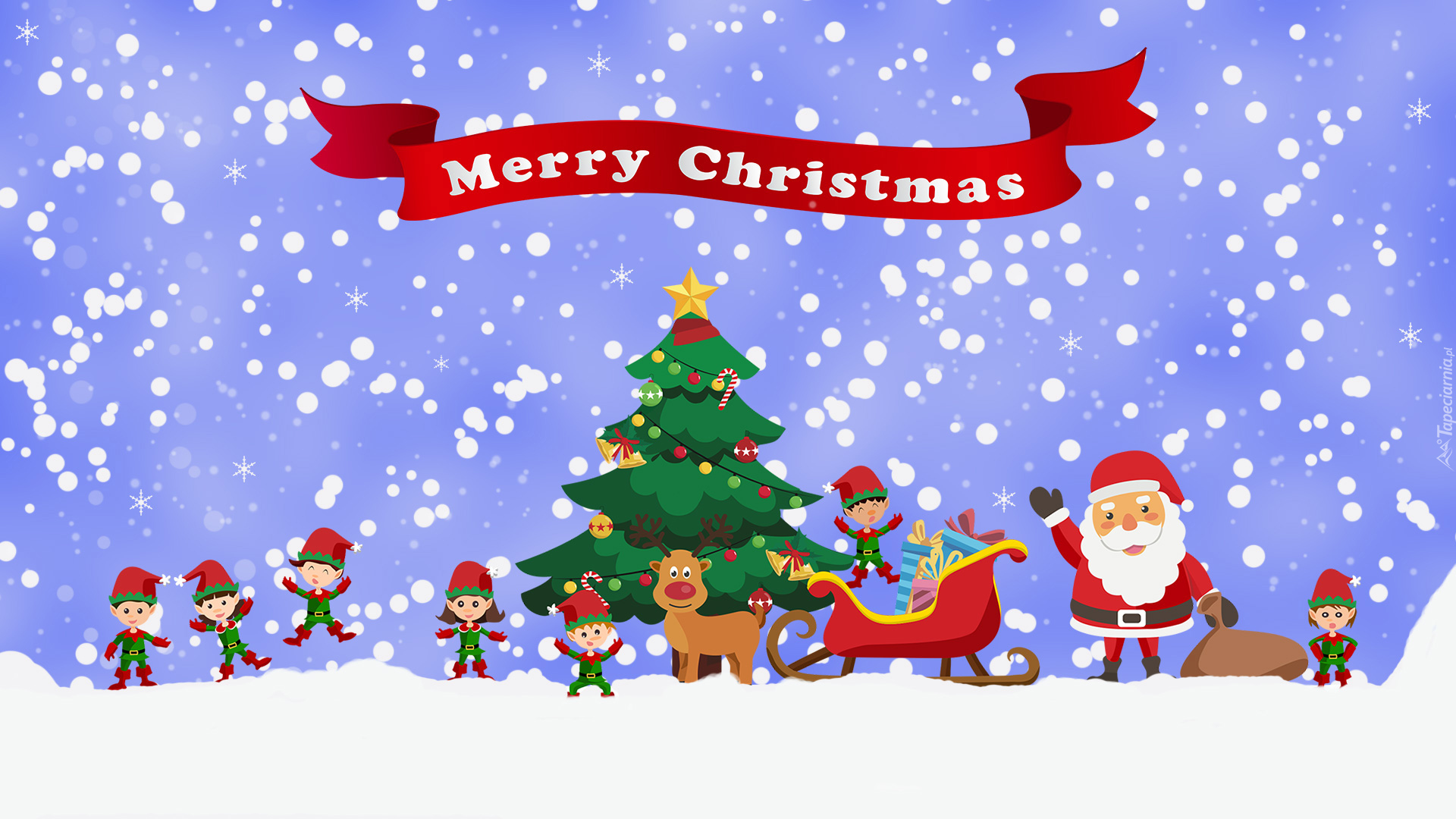 Boże Narodzenie, Mikołaj, Dzieci, Zima, Choinka