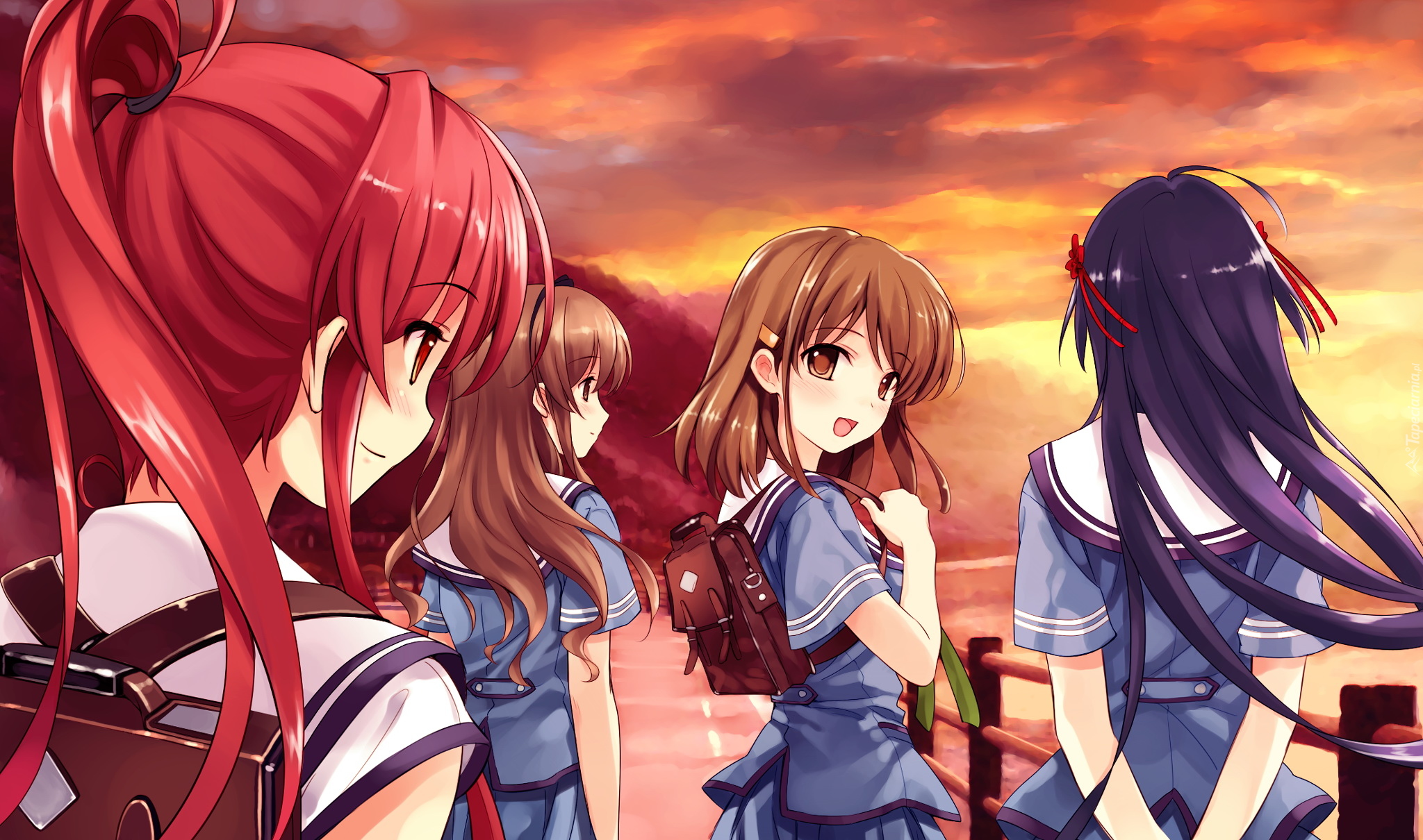 Dziewczyny, Manga Anime, Czerwonowłosa, Miyamae Tomoka, Deep Blue Sky Pure White Wings