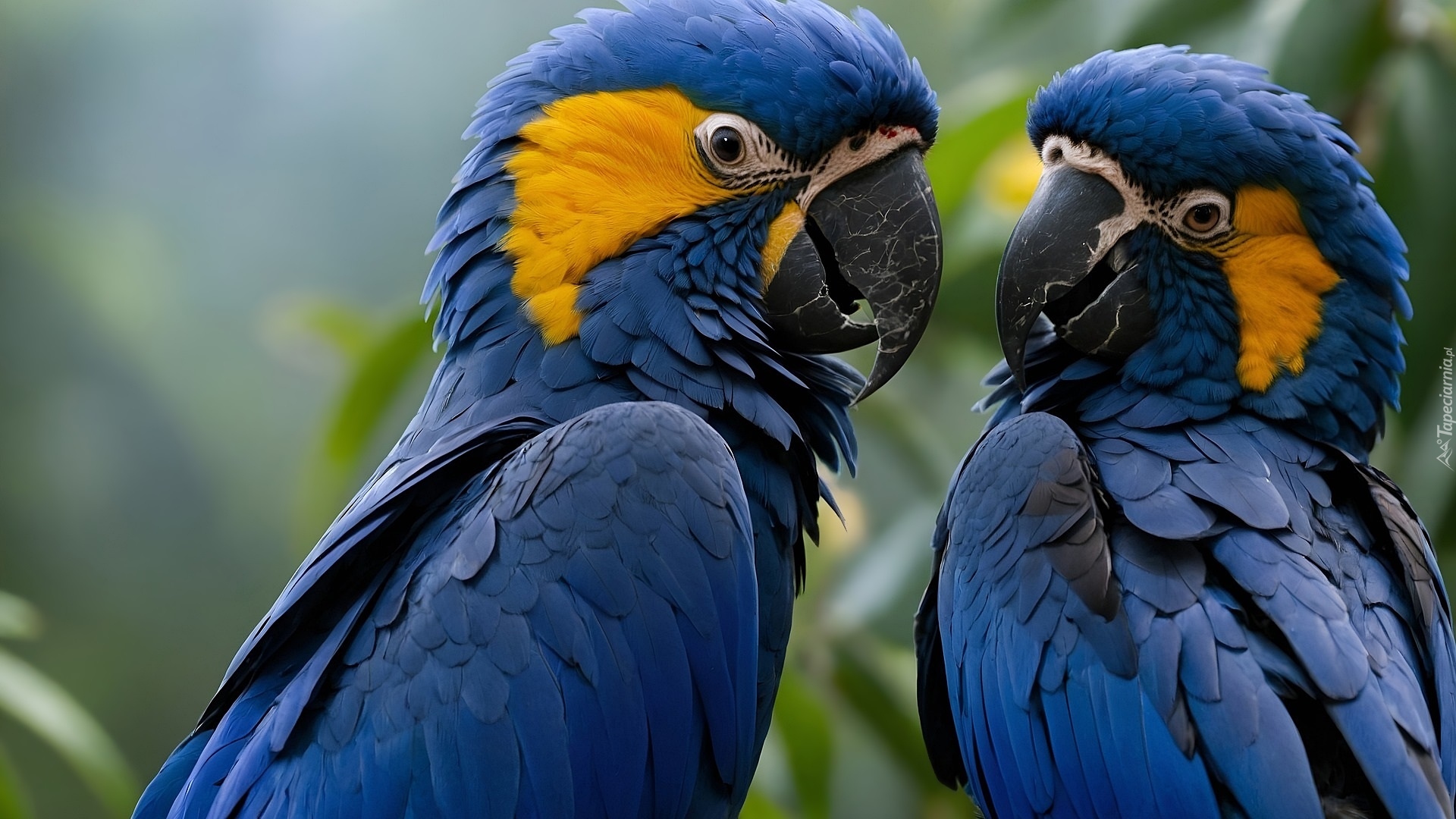 Dwie, Niebieskie, Papugi, Modroary hiacyntowe