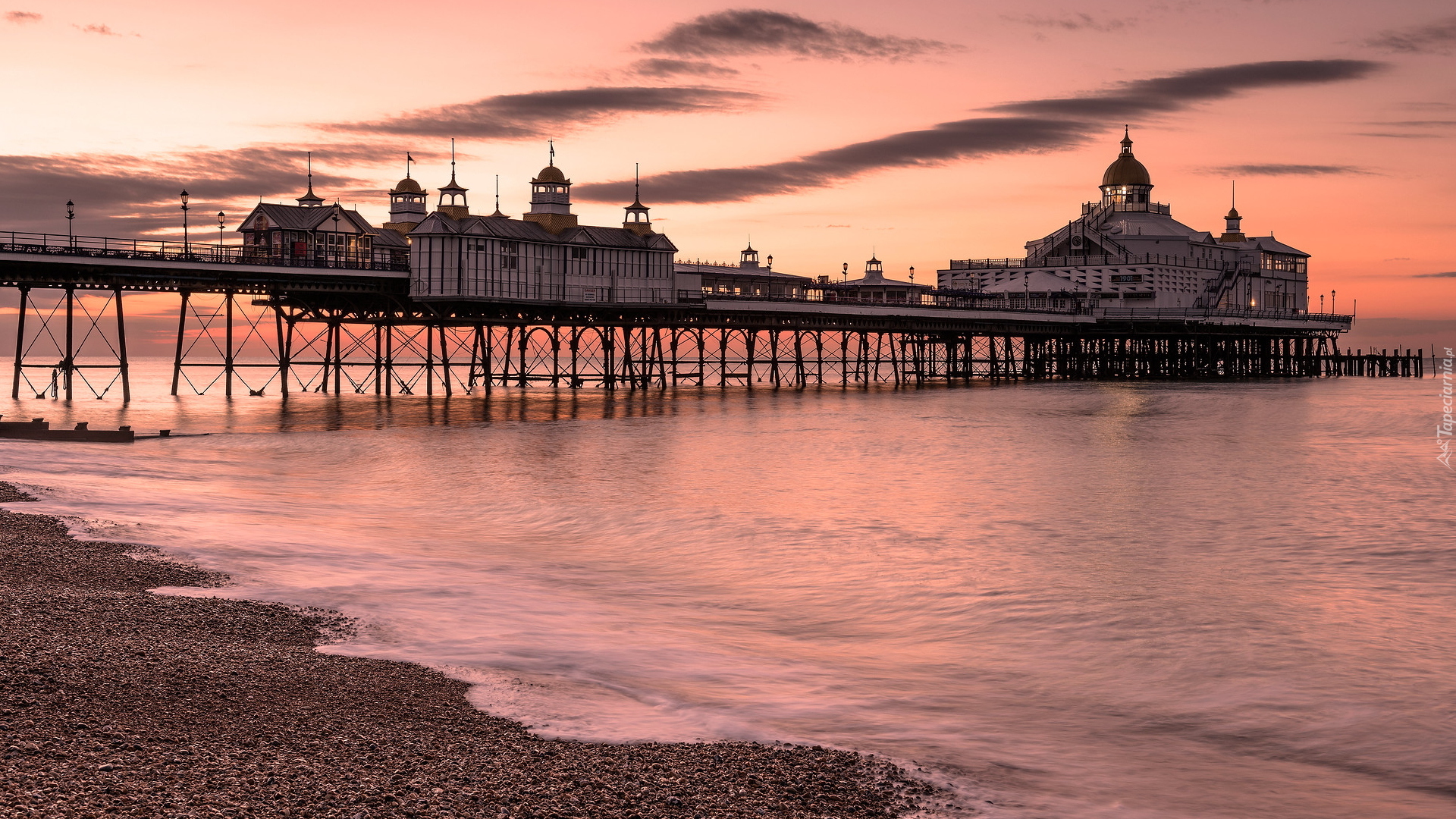 Molo, Eastbourne Pier, Kawiarnia, Restauracja, Morze, Wschód słońca, Eastbourne, Anglia