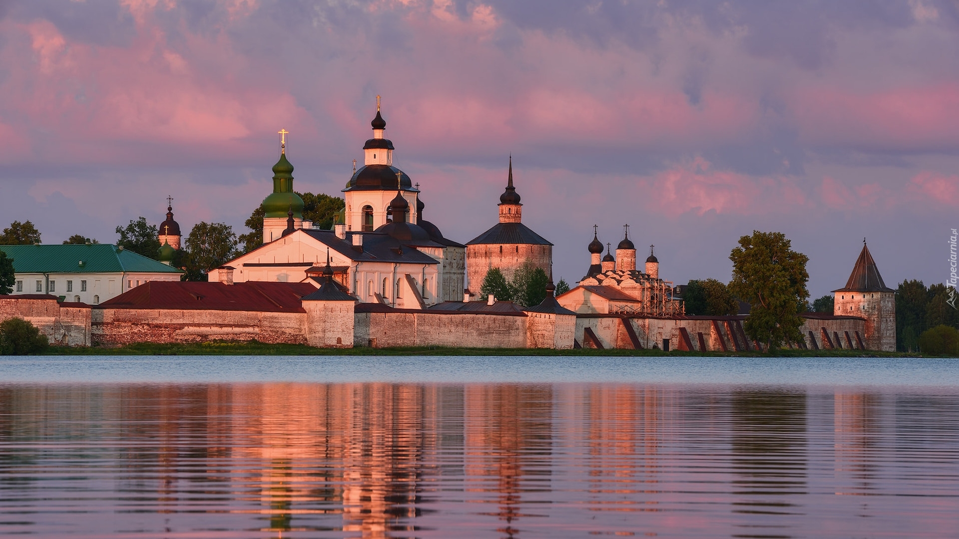 Jezioro Białe, Odbicie, Cerkiew, Klasztor, Monastyr Świętego Cyryla Biełozierskiego, Kiriłłow, Obwód wołogodzki, Rosja