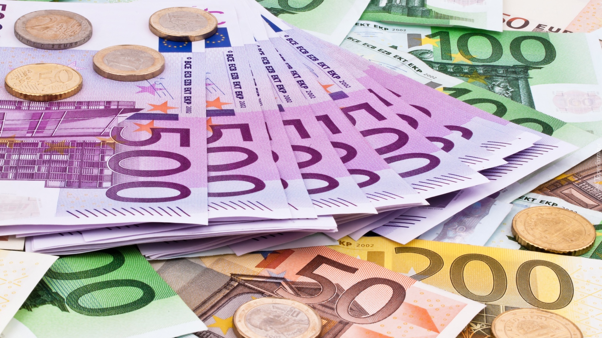 Banknoty, Euro, Monety, Pieniądze