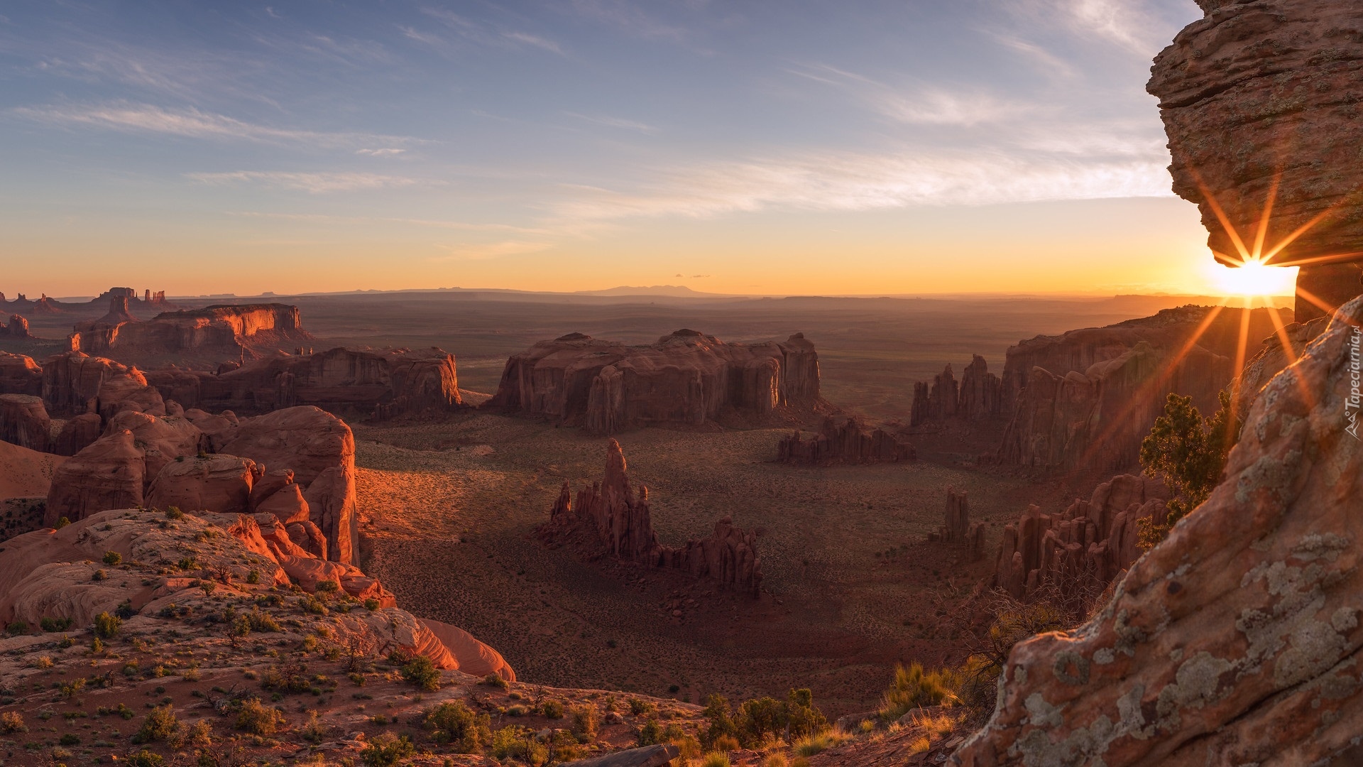 Skały, Słońce, Formacje skalne, Monument Valley, Stany Zjednoczone