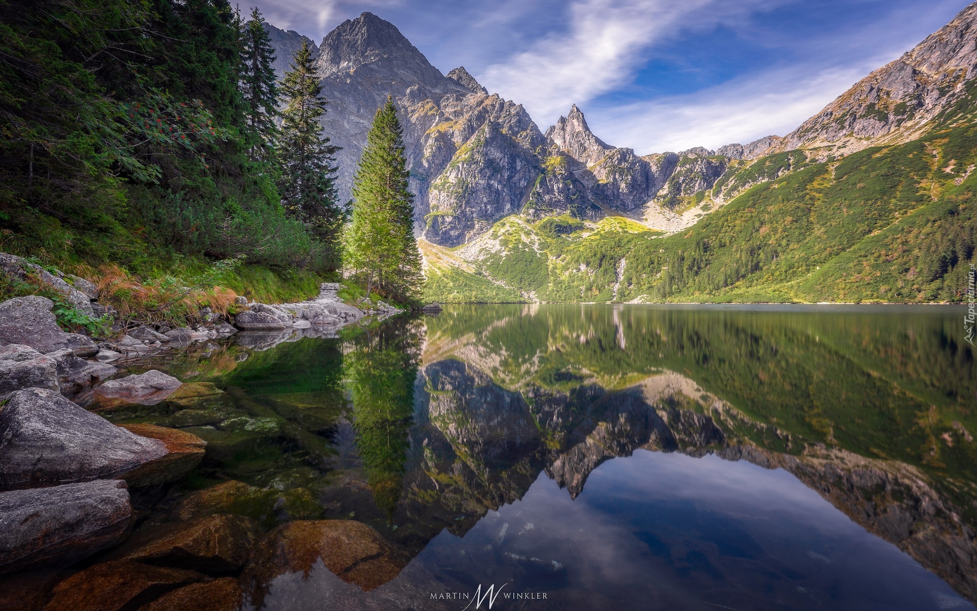 Polska, Góry, Tatry, Skały, Drzewa, Jezioro, Morskie Oko