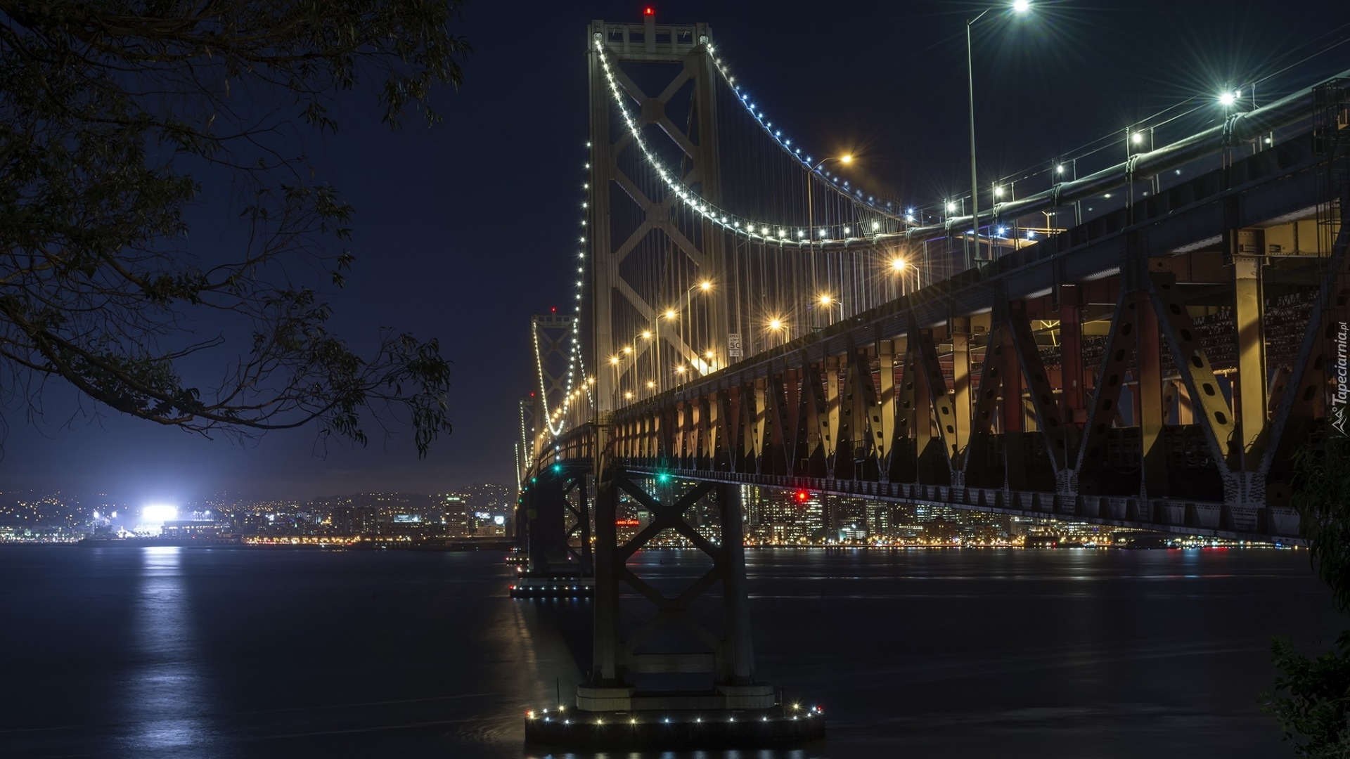 Stany Zjednoczone, San Francisco, Zatoka San Francisco, Most Bay Bridge, Noc