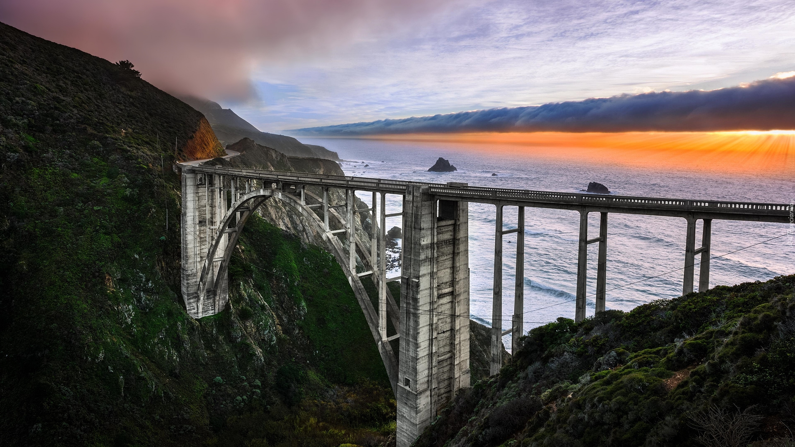 Stany Zjednoczone, Stan Kalifornia, Region Big Sur, Most Bixby Creek, Góry, Rzeka