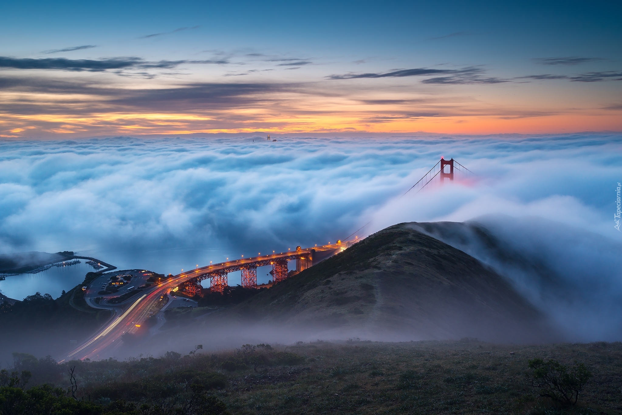 Most Golden Gate Bridge, Kalifornia, Stany Zjednoczone, Mgła
