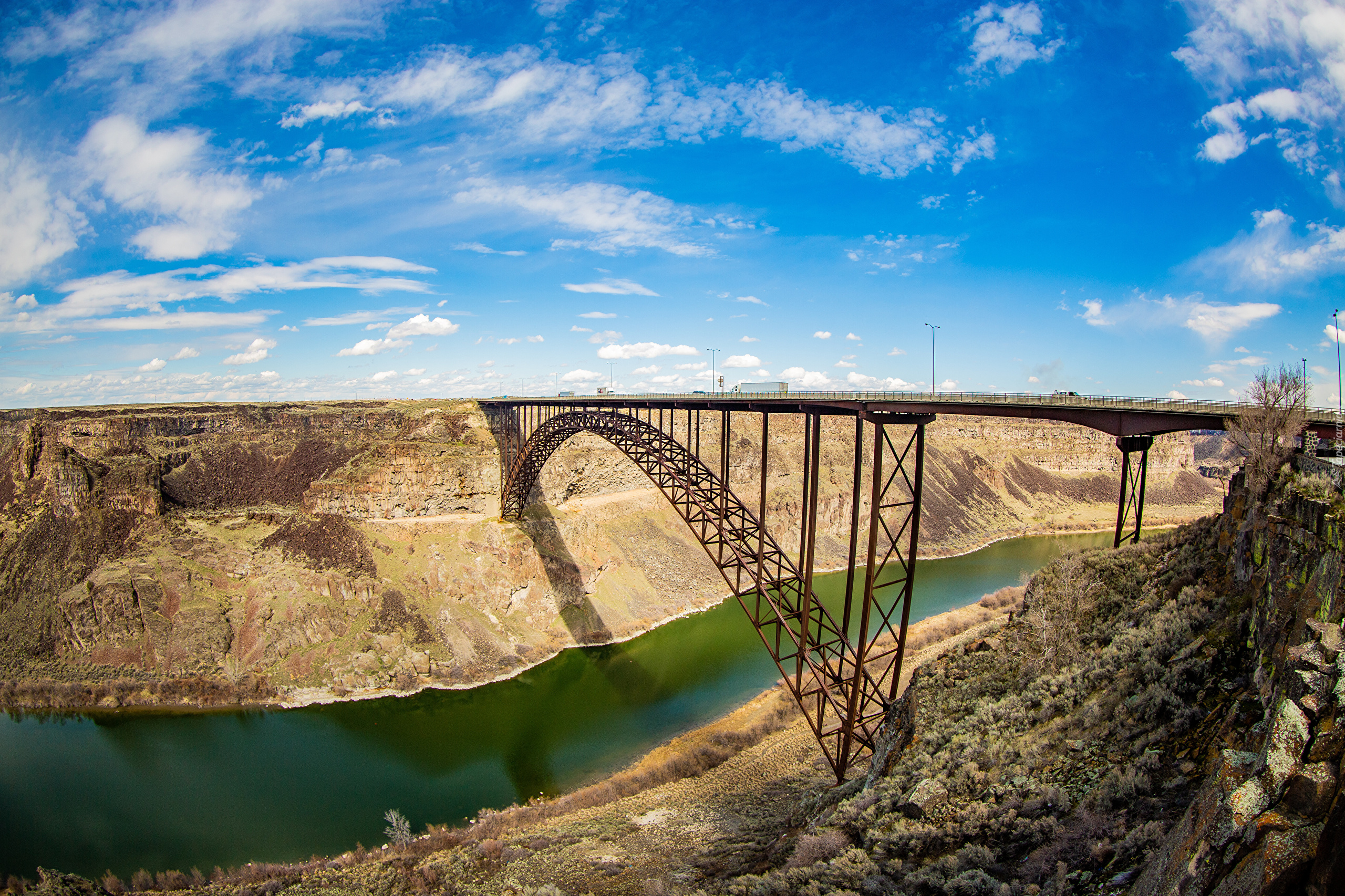 Stany Zjednoczone, Stan Idaho, Kanion, Rzeka, Snake River, Most, Perrine Memorial Bridge