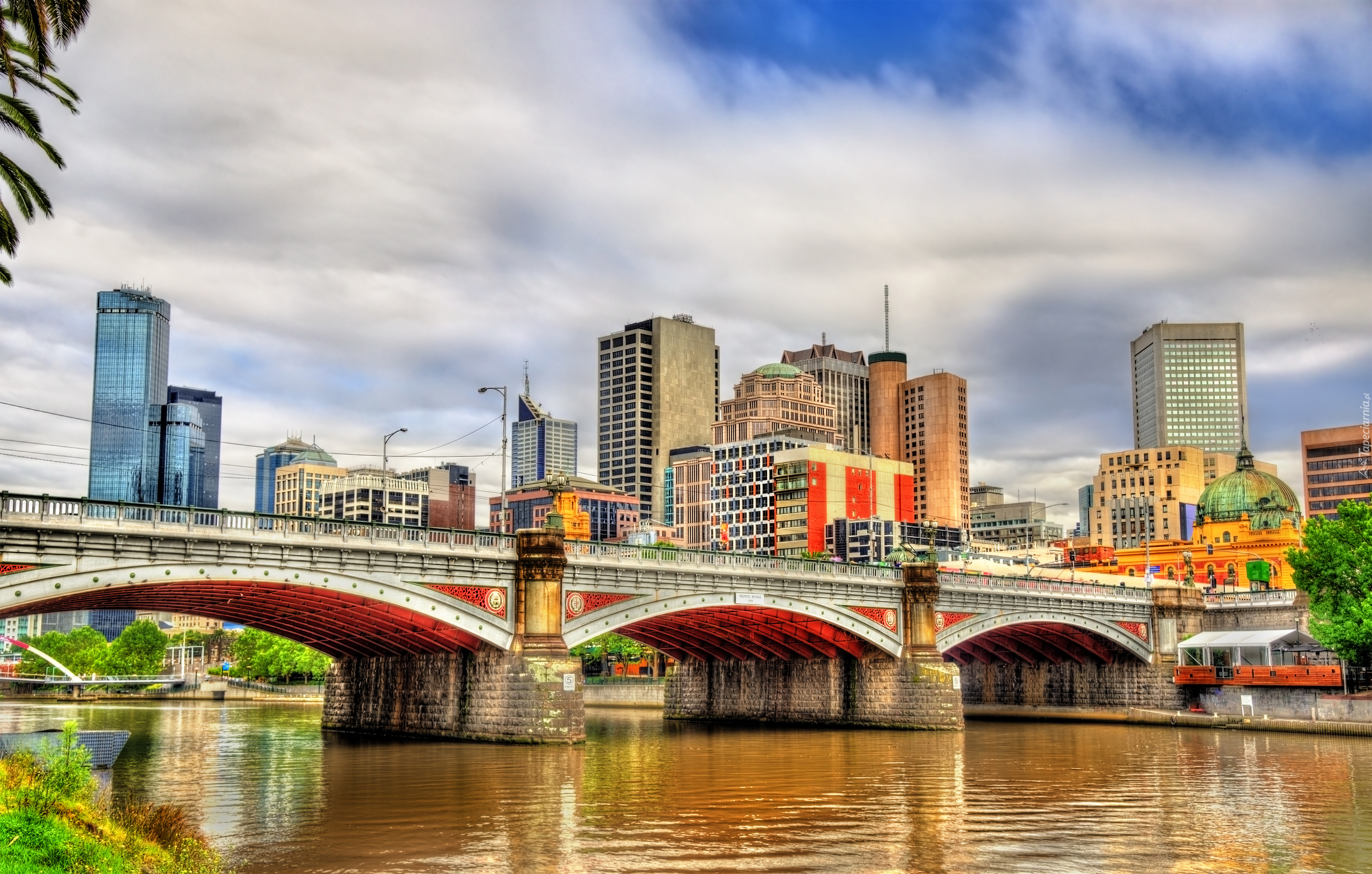 Australia, Melbourne, Most Princes Bridge, Rzeka, Wieżowce
