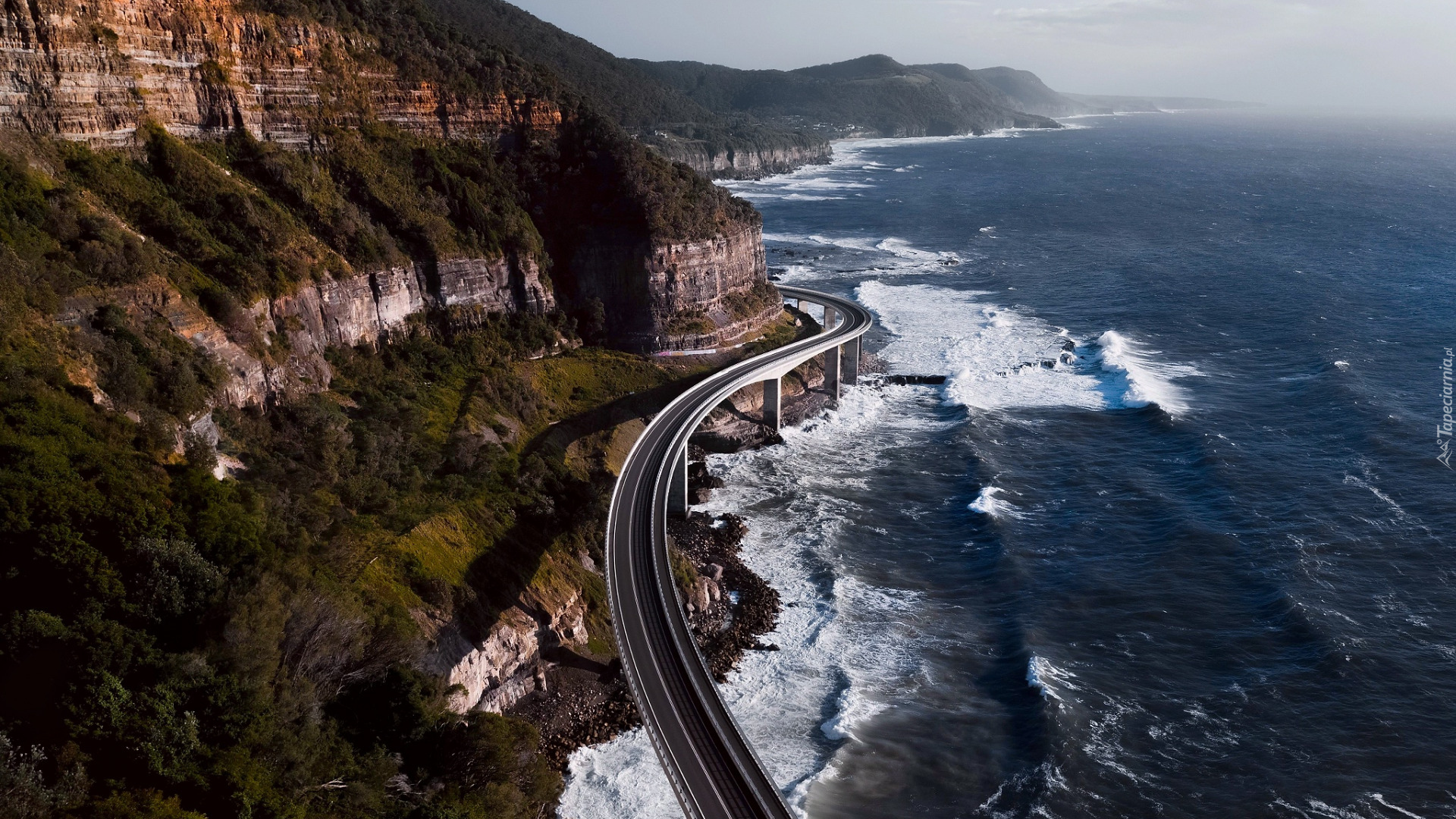Wybrzeże, Most, Sea Cliff Bridge, Góry, Morze, Klif, Nowa Południowa Walia, Australia