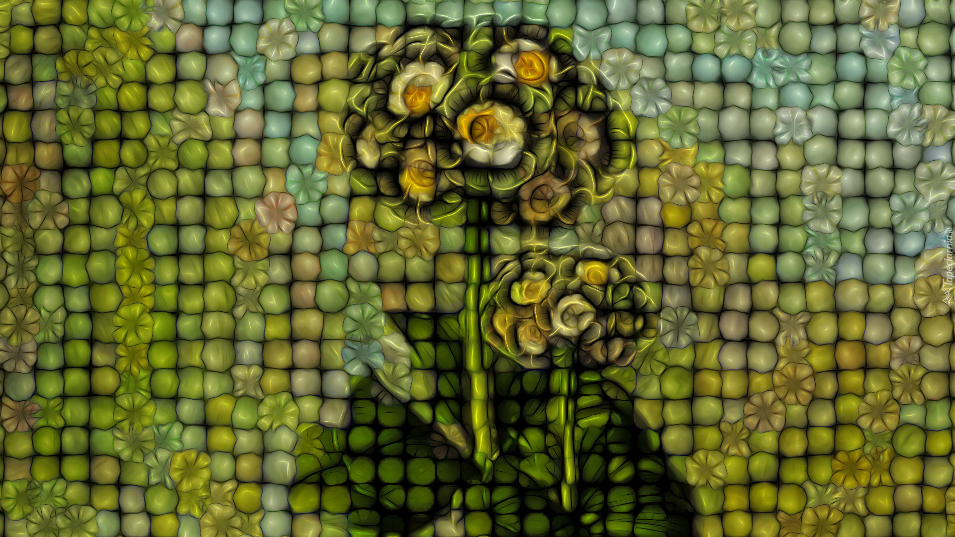 Kwiat, Mozaika, Grafika