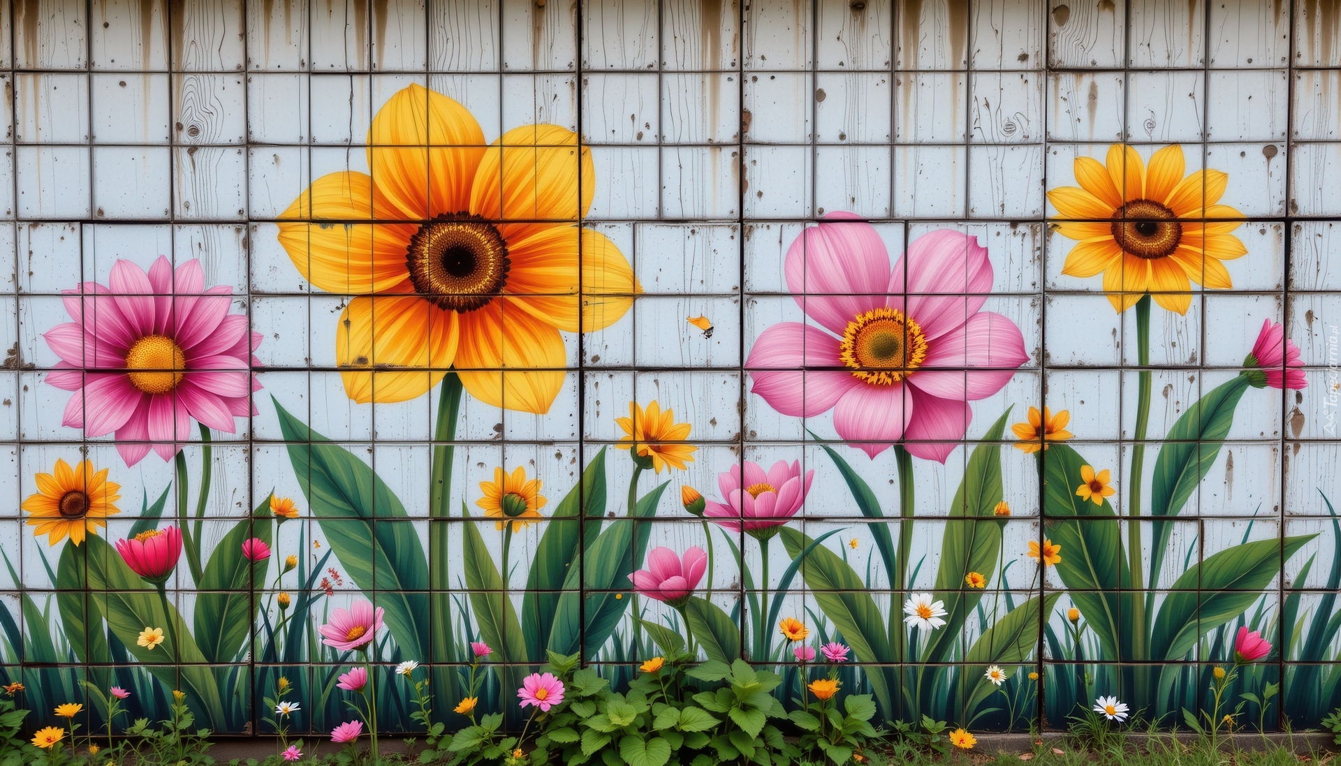 Kolorowe, Kwiaty, Mural