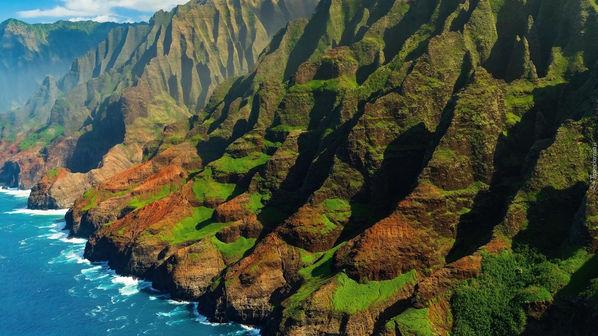 Góry, Morze, Napali Coast, Na Pali Coast State Park, Hawaje, Stany Zjednoczone