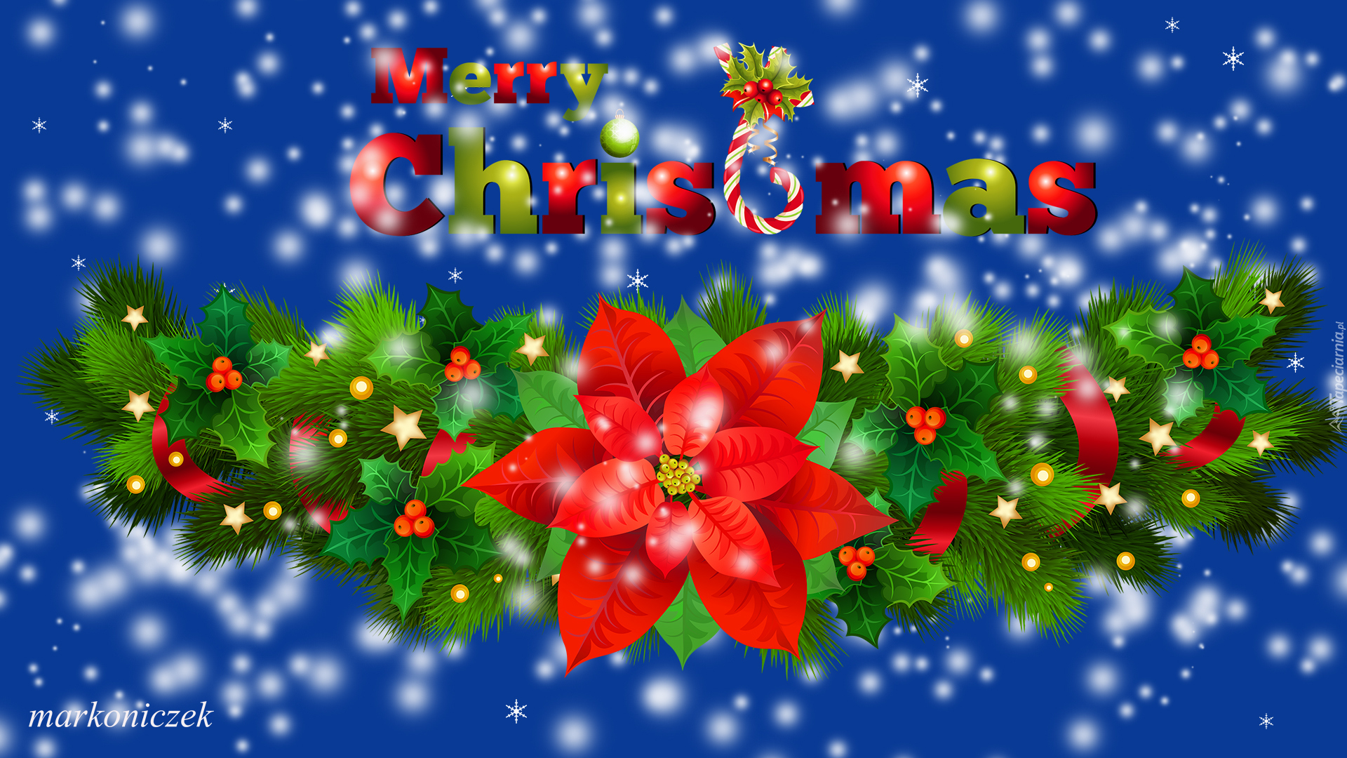 Boże Narodzenie, Grafika, Stroik, Napis, Merry Christmas