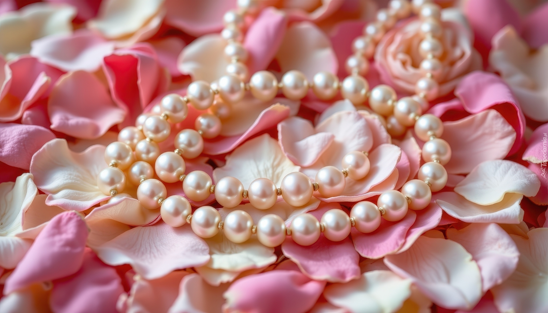 Różowe, Płatki, Kwiaty, Naszyjnik, Perły, Biżuteria