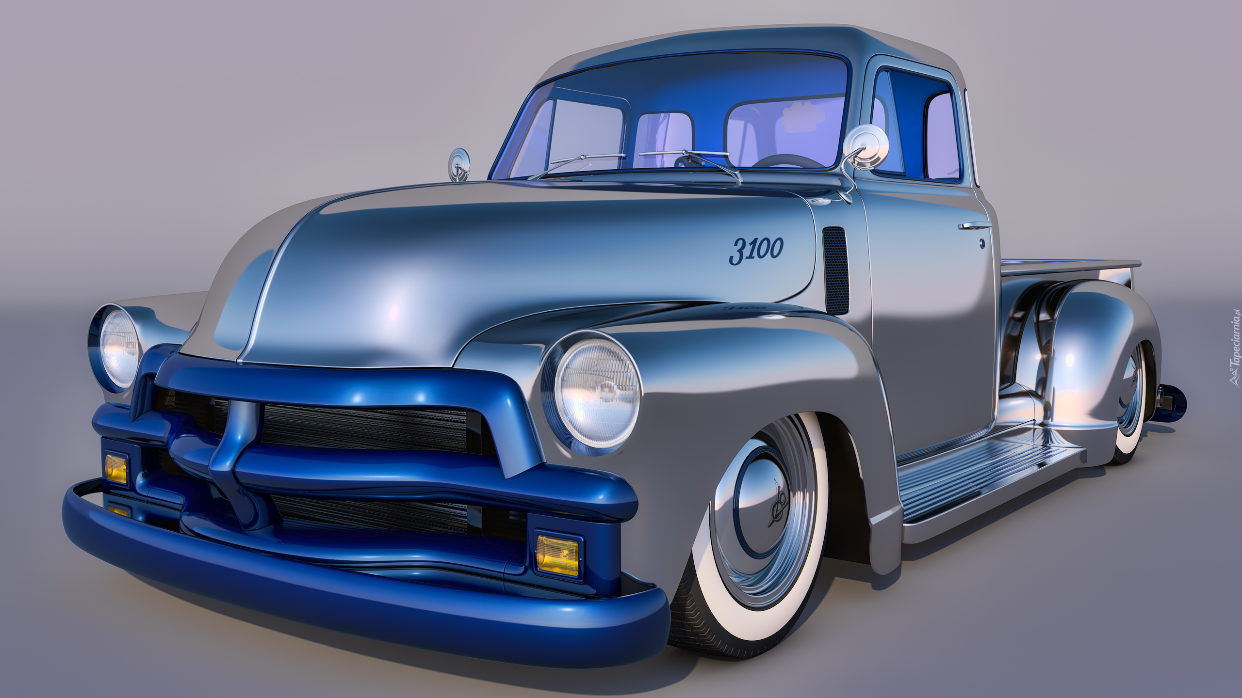 Zabytkowy, Niebieski, Chevrolet 3100 Pickup, 1954