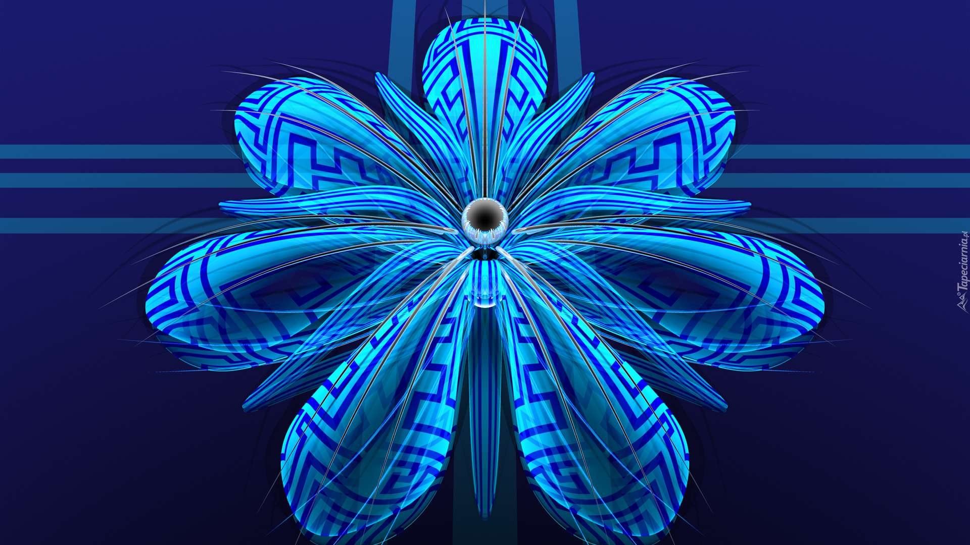 Grafika 3D, Niebieski, Kwiat