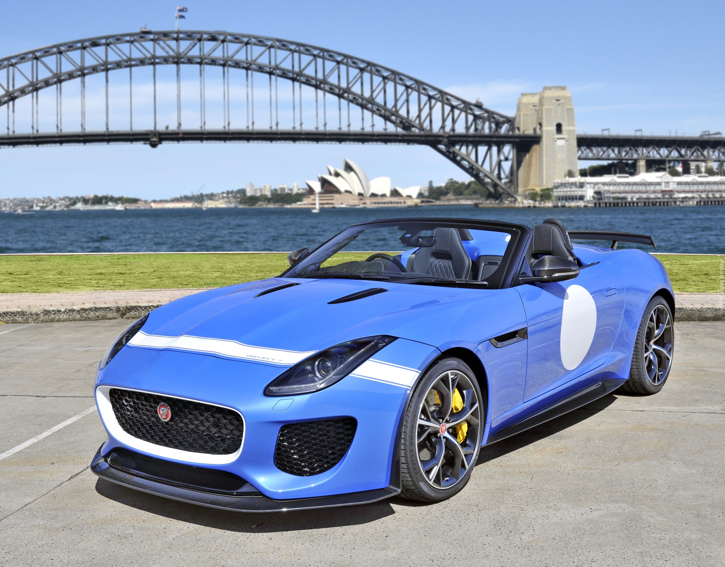 Niebieski, Jaguar, F-type, Project 7, Most, Sydney, Rozmyte, Tło