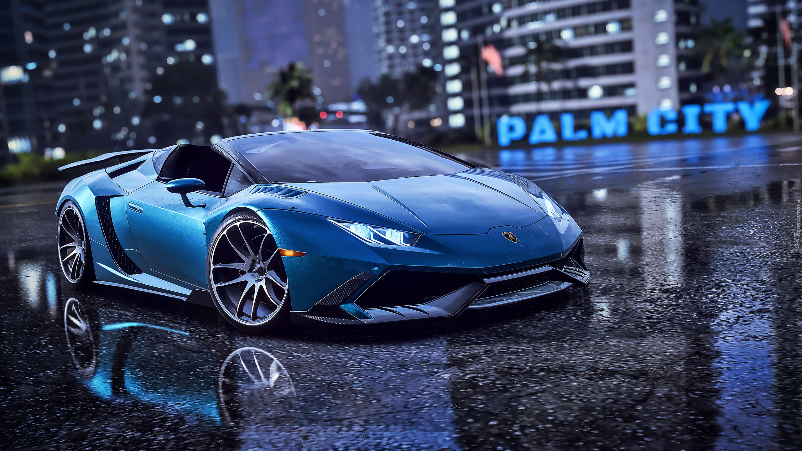 Gra, Need for Speed Heat, Lamborghini Huracan, Niebieski