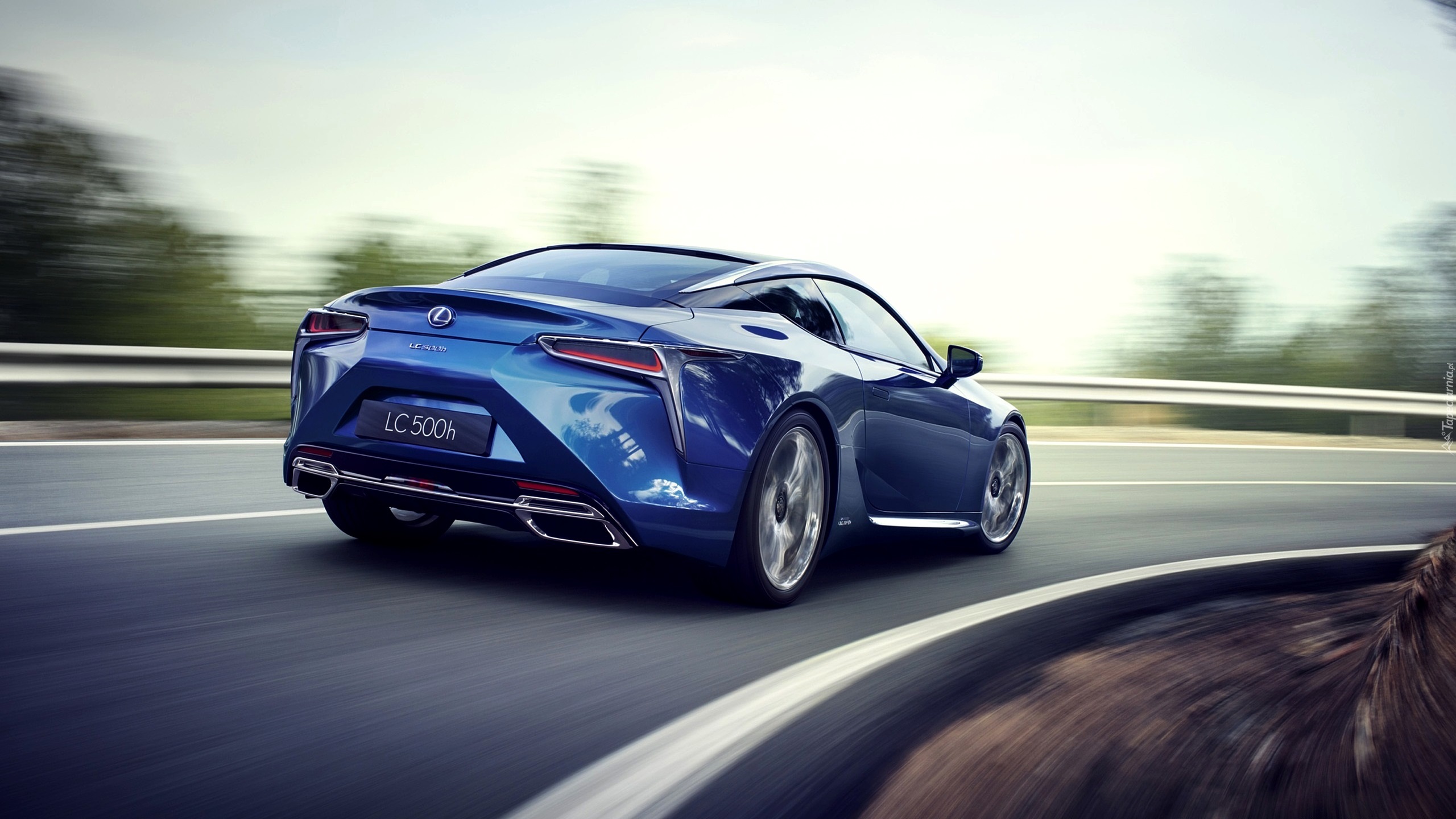 Niebieski, Lexus LC 500h, Droga, Zakręt