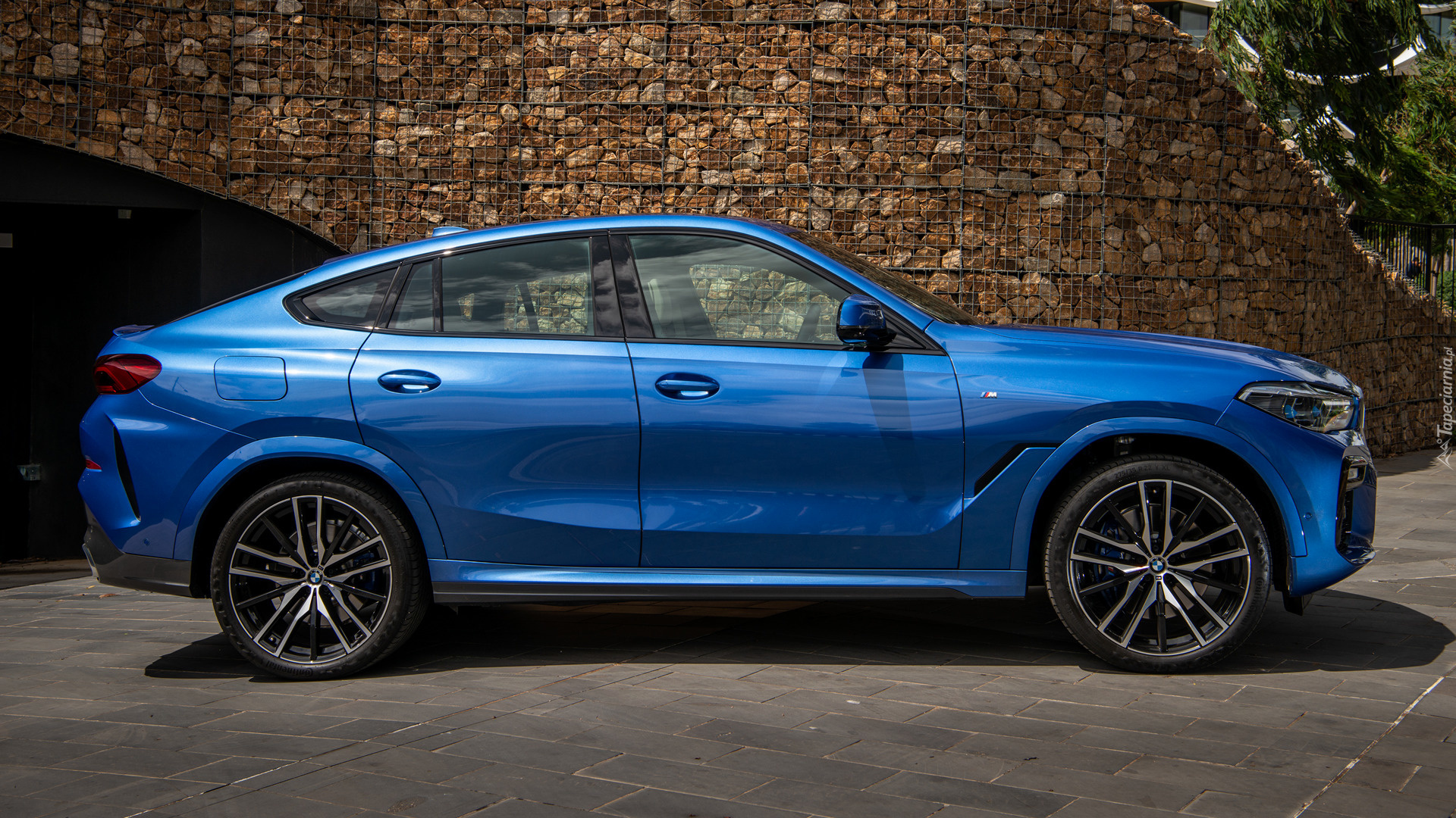 Niebieskie, BMW X6, M, Sport, Bok