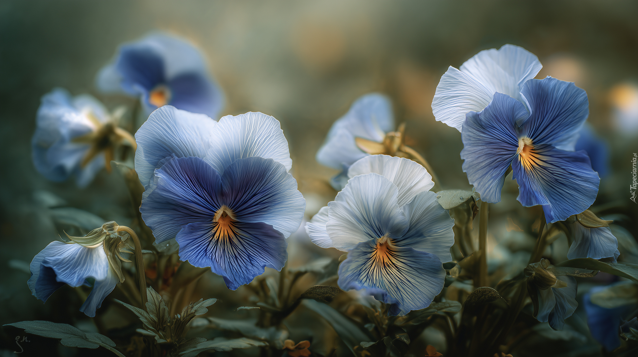 Niebieskie, Bratki, Grafika AI