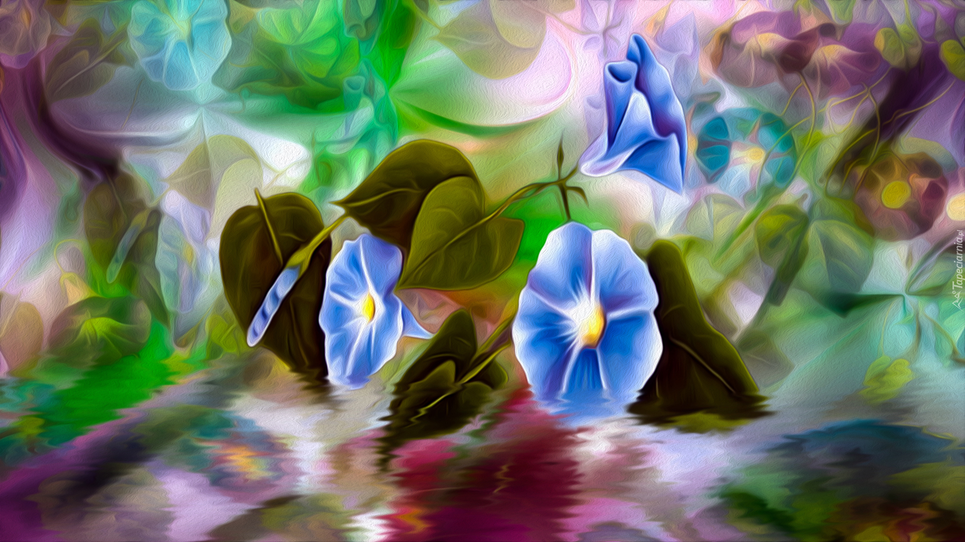 Kwiaty, Niebieskie, Grafika