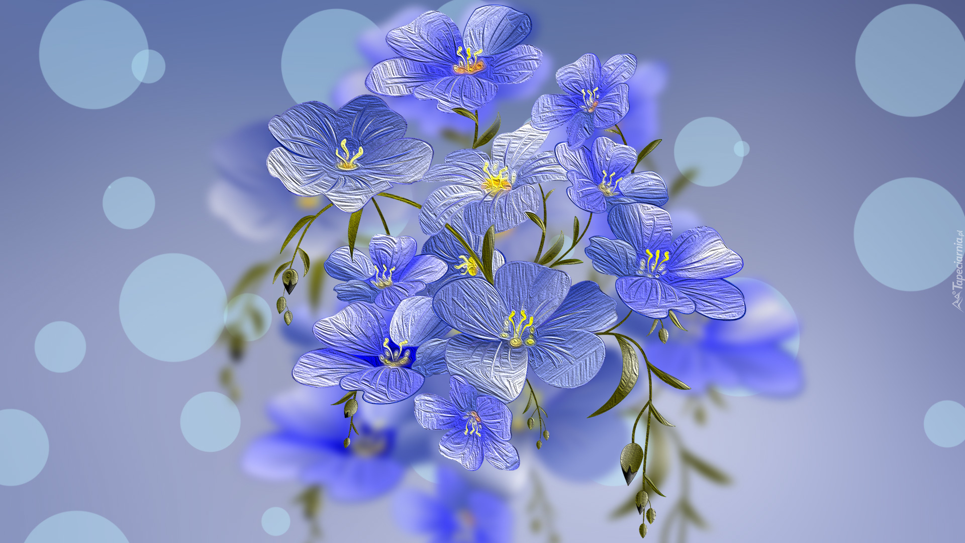 Niebieskie, Kwiaty, 2D