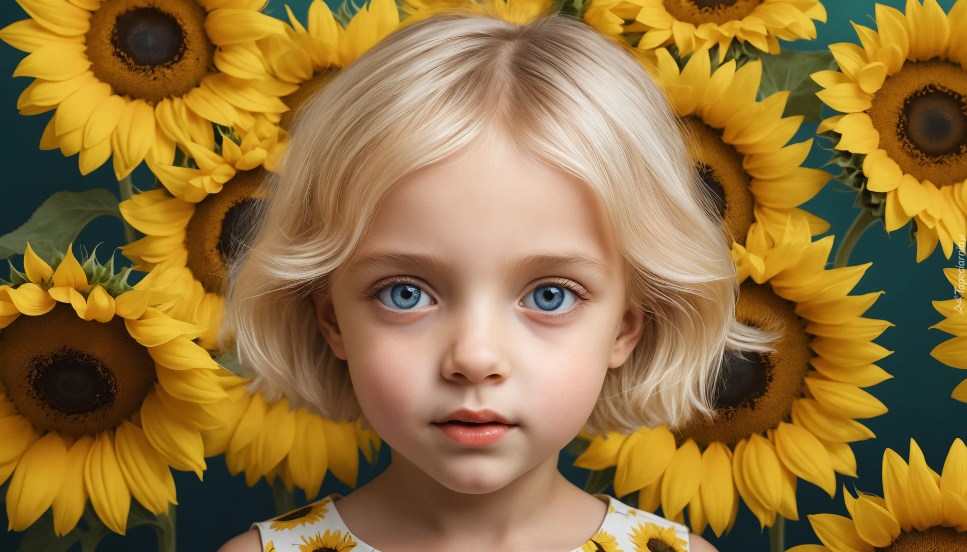 Dzieci, Dziewczynka, Słoneczniki