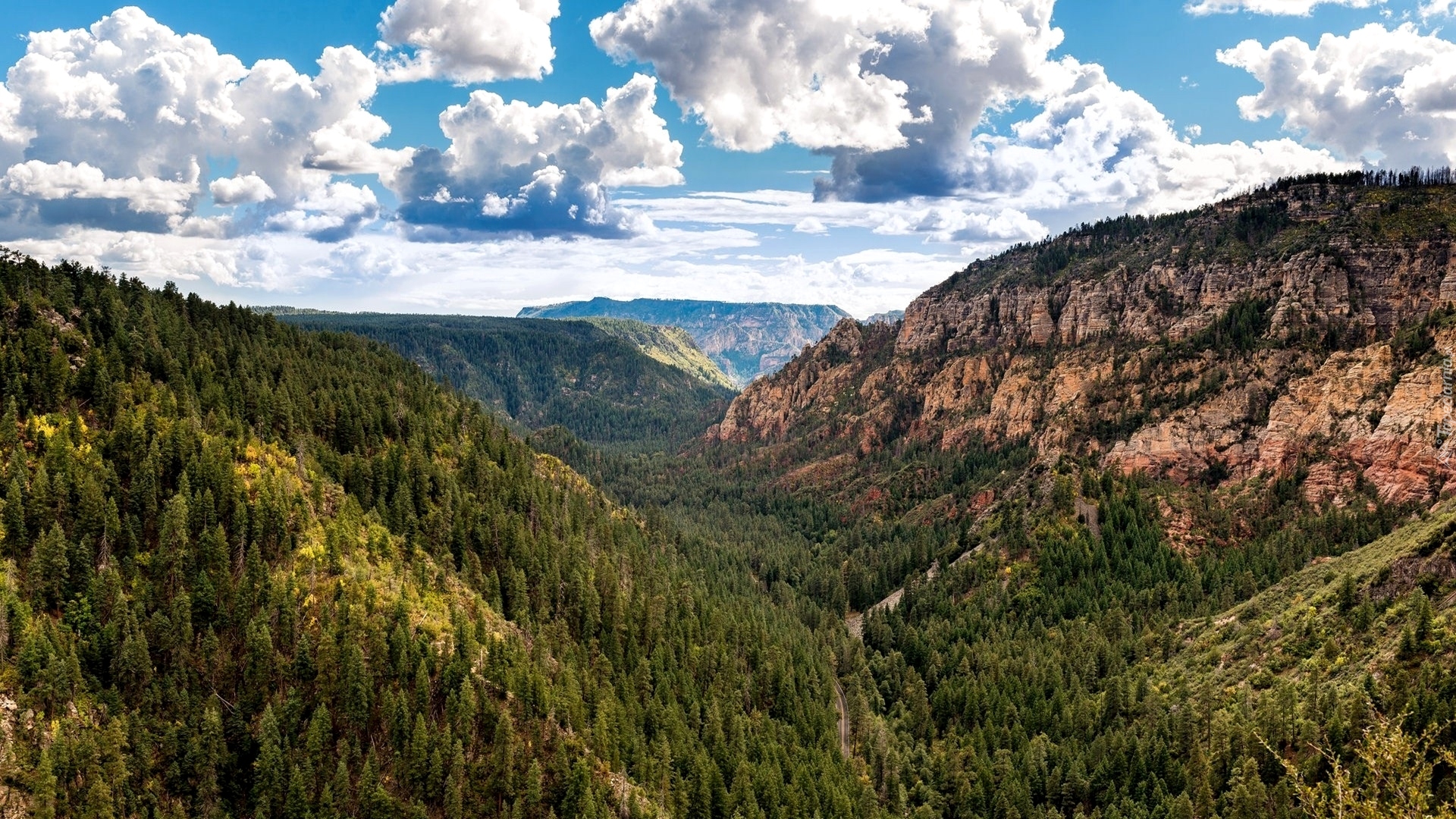 Wąwóz, Kanion Oak Creek Canyon, Park Stanowy Slide Rock, Kanion, Góry, Skały, Lasy, Stan Arizona, Stany Zjednoczone