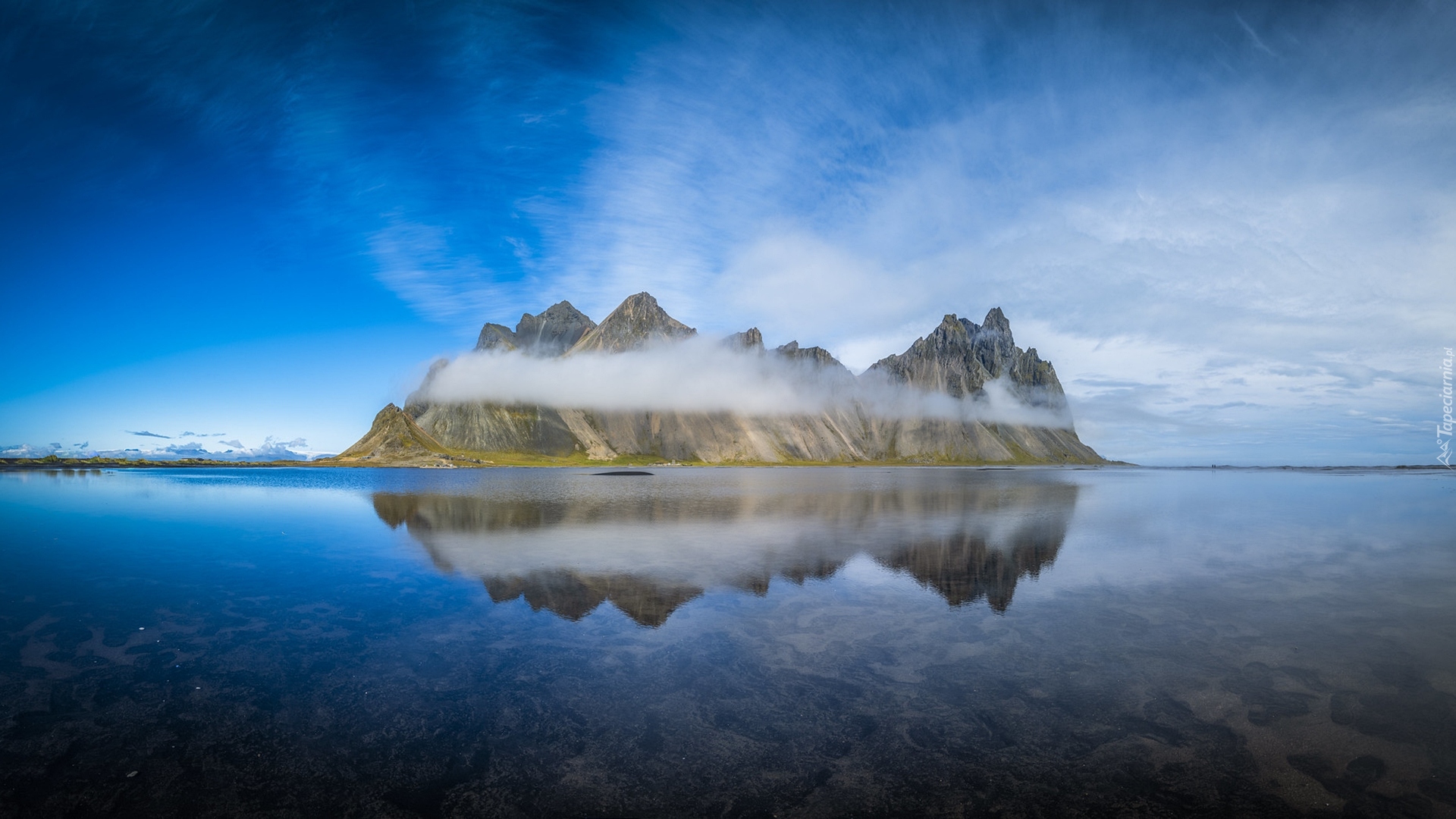 Islandia, Góra Vestrahorn, Morze, Mgła