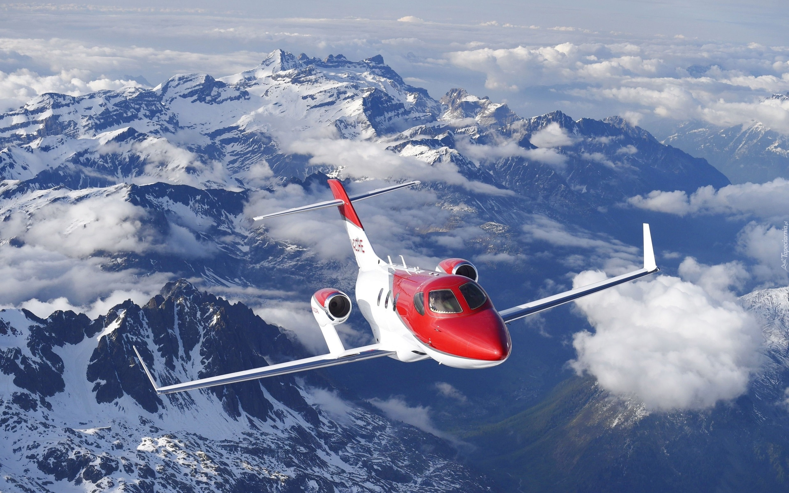 Samolot, Odrzutowiec Honda HA-420 HondaJet, Góry, Chmury