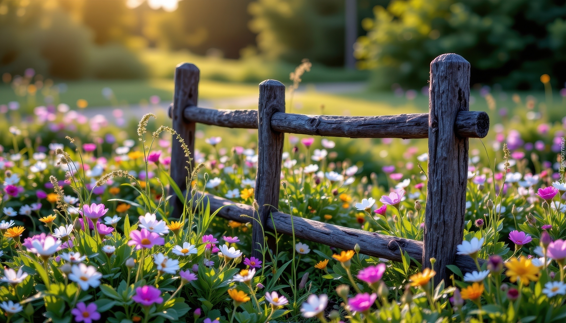 Ogrodzenie, Łąka, Kwiaty