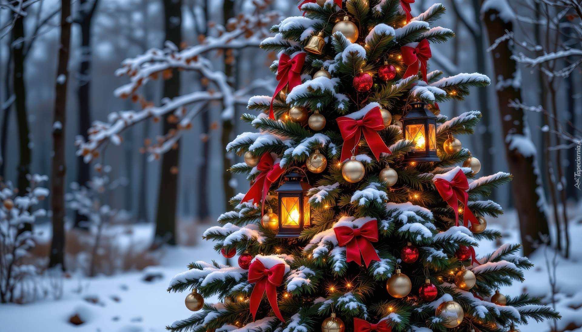 Choinka, Las, Boże Narodzenie, Grafika AI