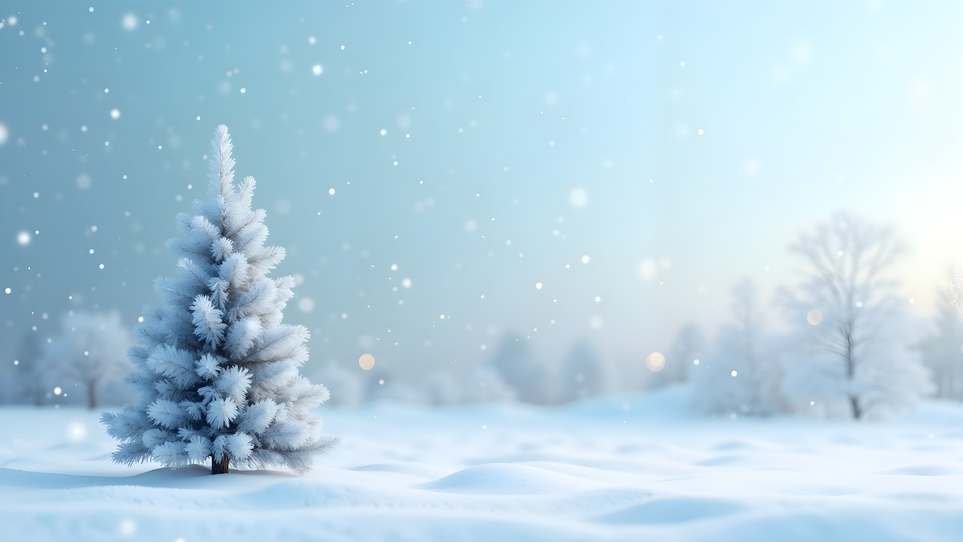 Zima, Drzewo, Padający, Śnieg