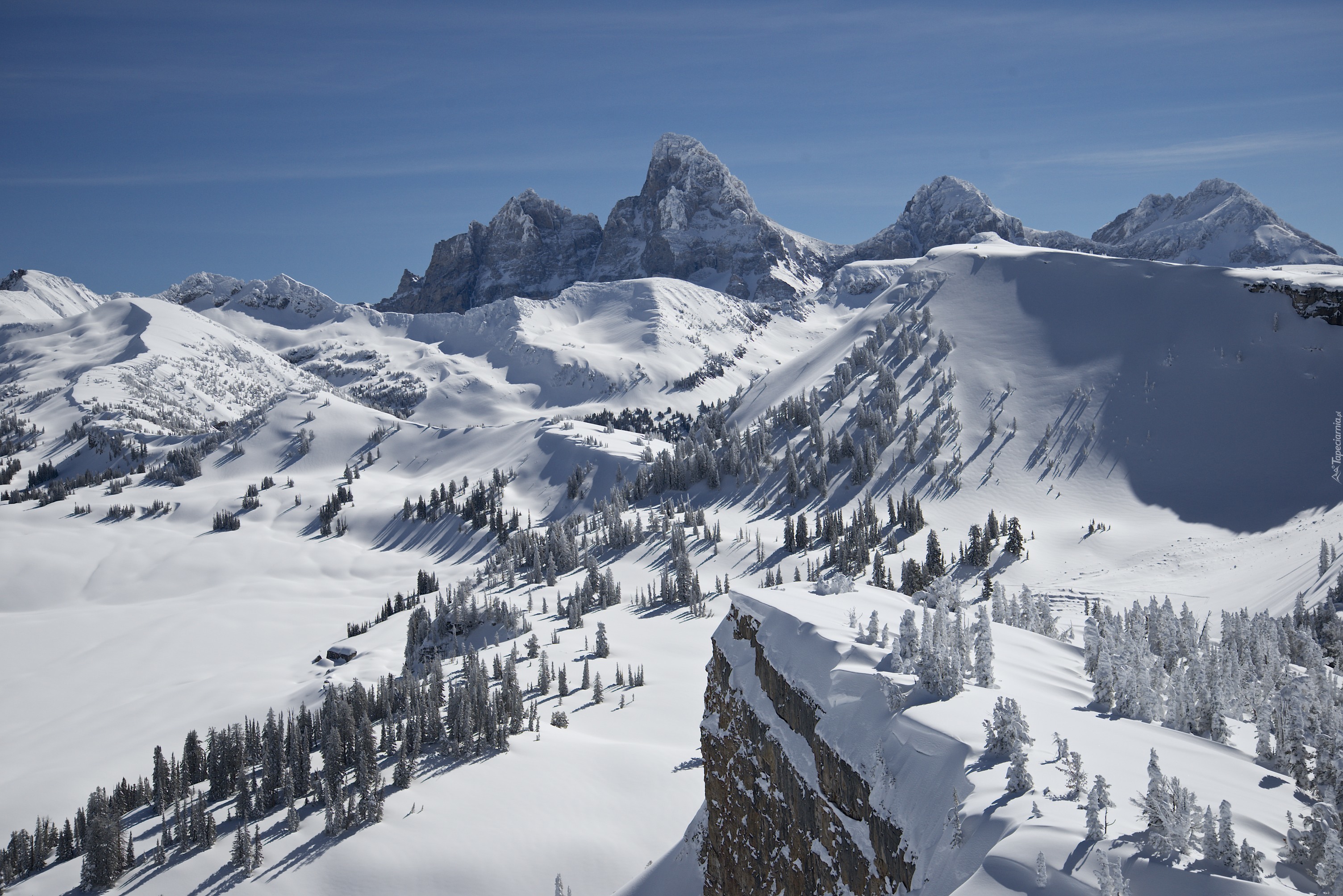 Stany Zjednoczone, Wyoming, Park Narodowy Grand Teton, Zima, Góry