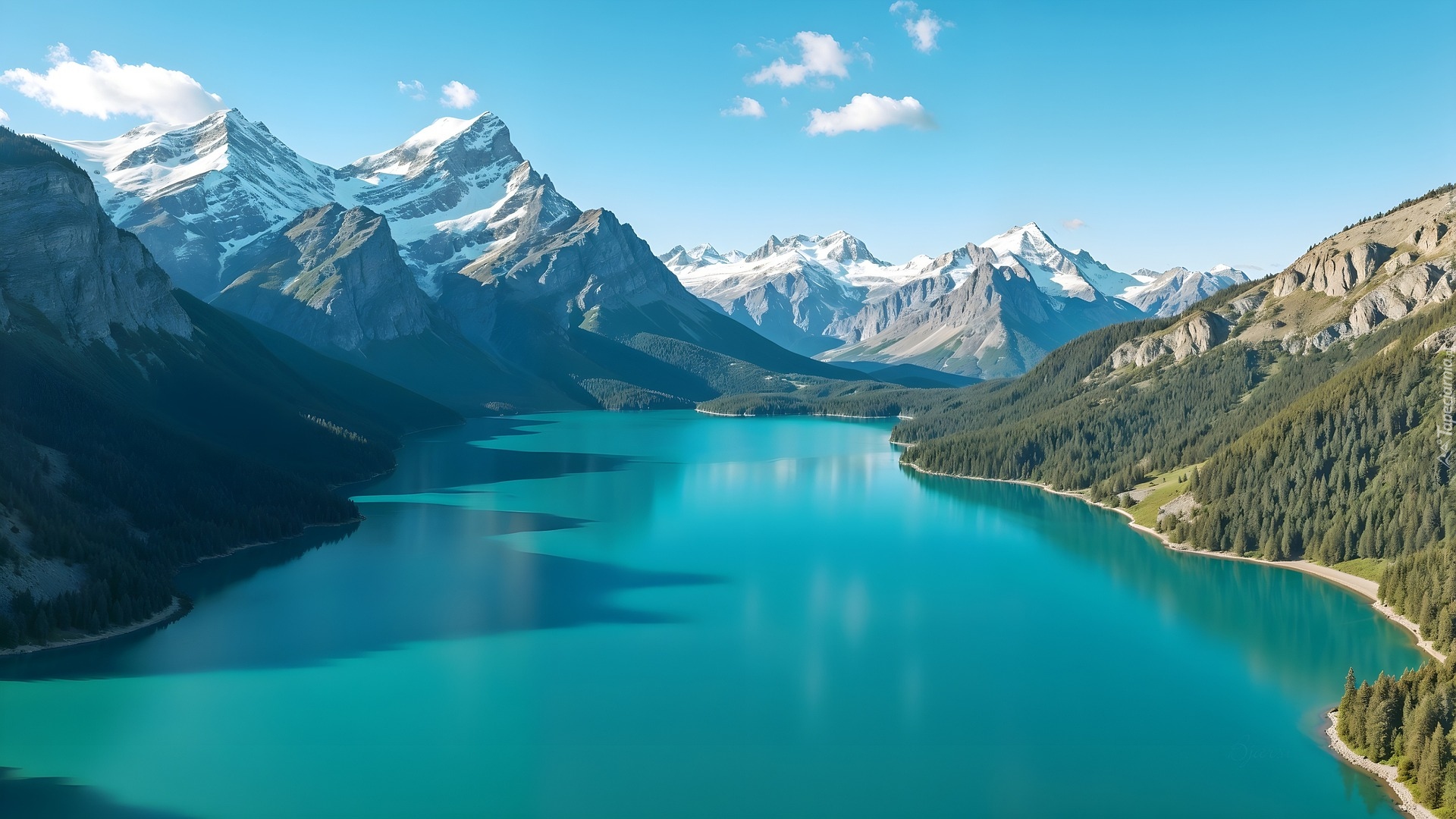 Góry, Ośnieżone, Szczyty, Jezioro