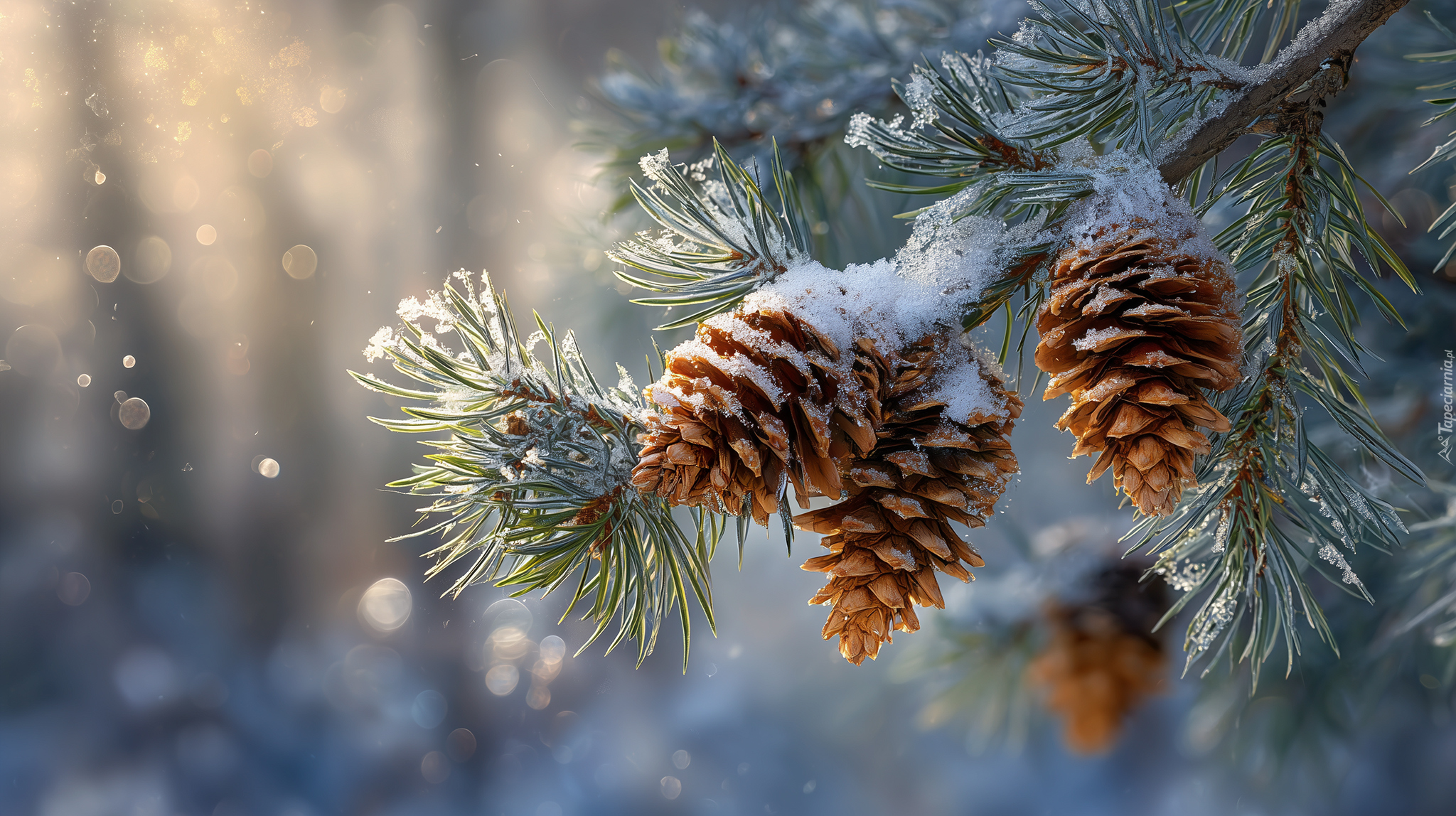 Szyszki, Sosna, Śnieg, Grafika AI