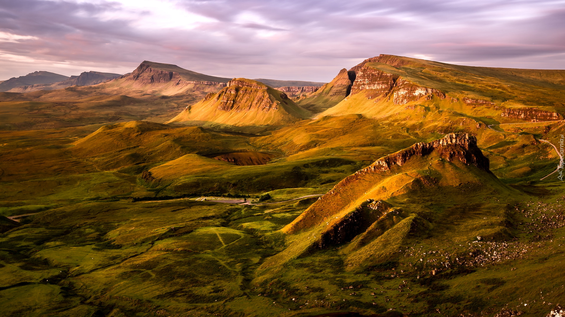 Góry, Wzgórza, Jezioro, Osuwisko, Quiraing, Wyspa Skye, Szkocja